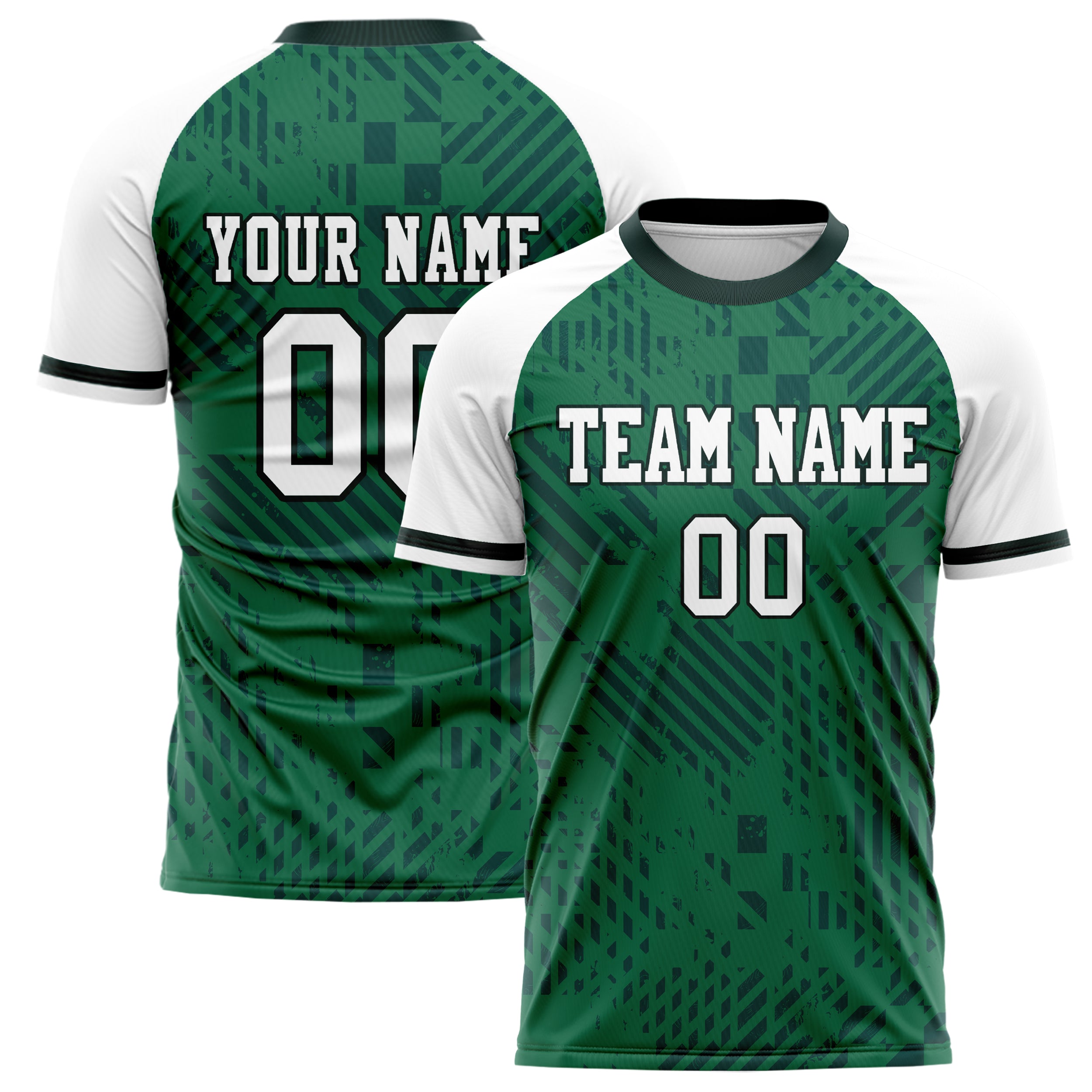 Personalized Kelly Green & White Pattern Soccer Jersey