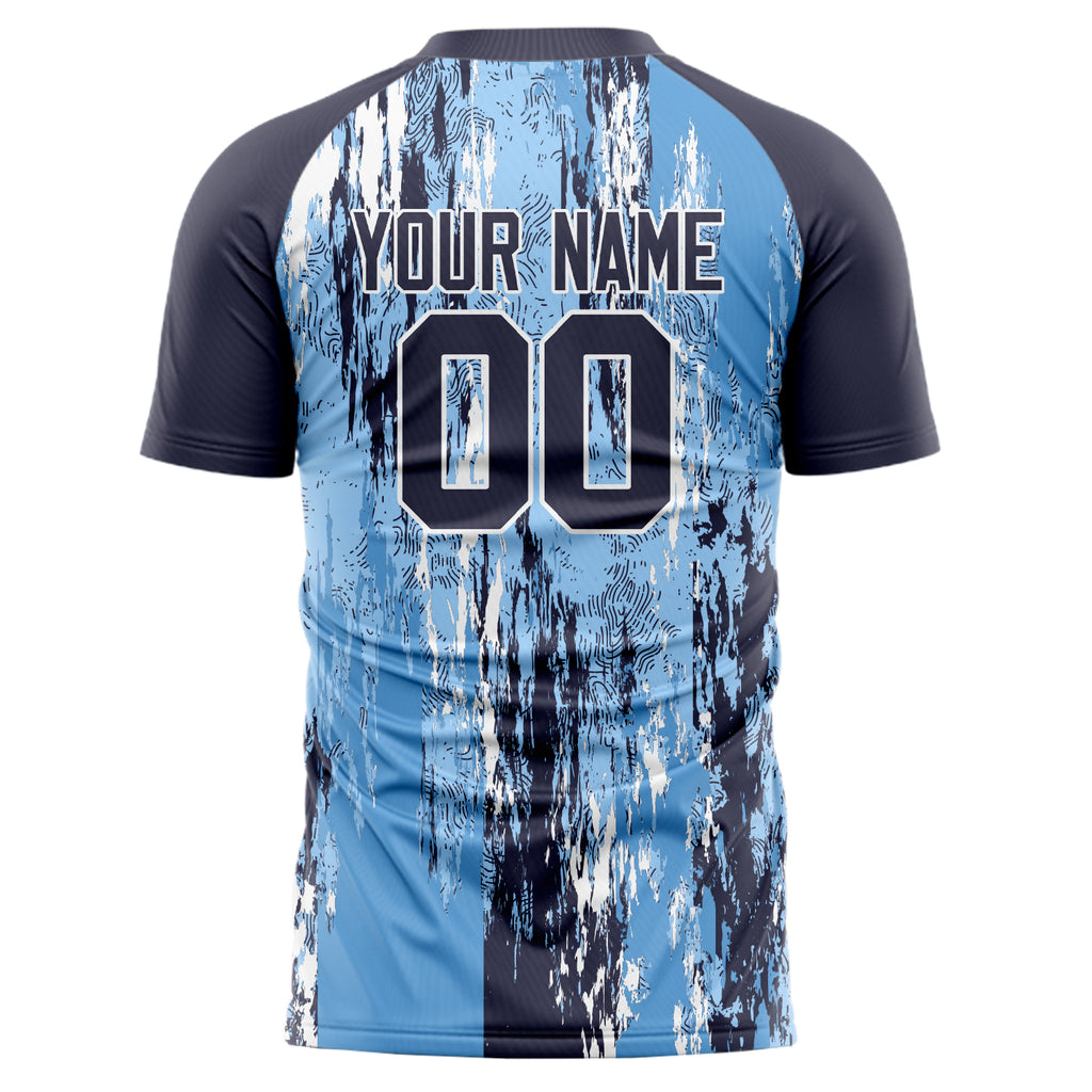 Personalized Light Blue & Navy Pattern Soccer Jersey