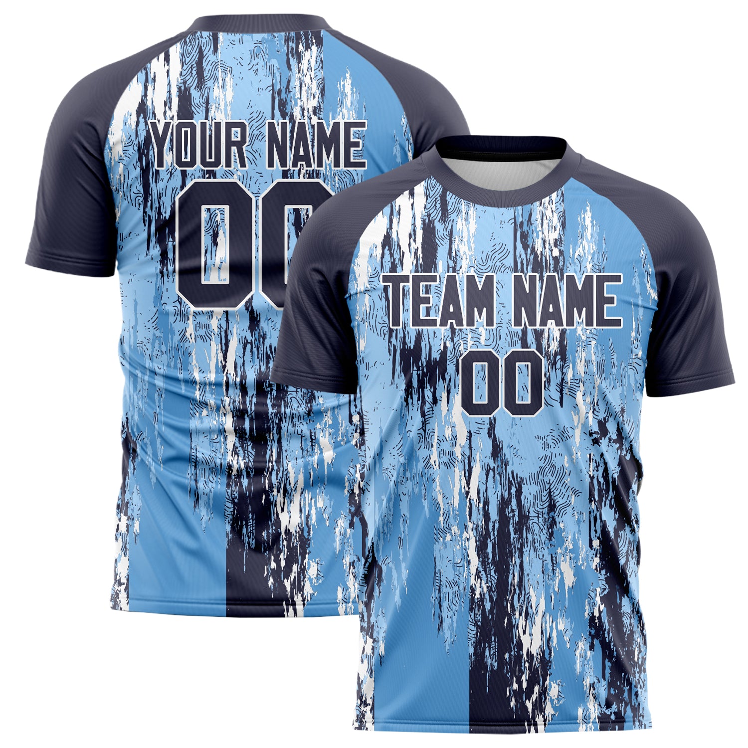 Personalized Light Blue & Navy Pattern Soccer Jersey