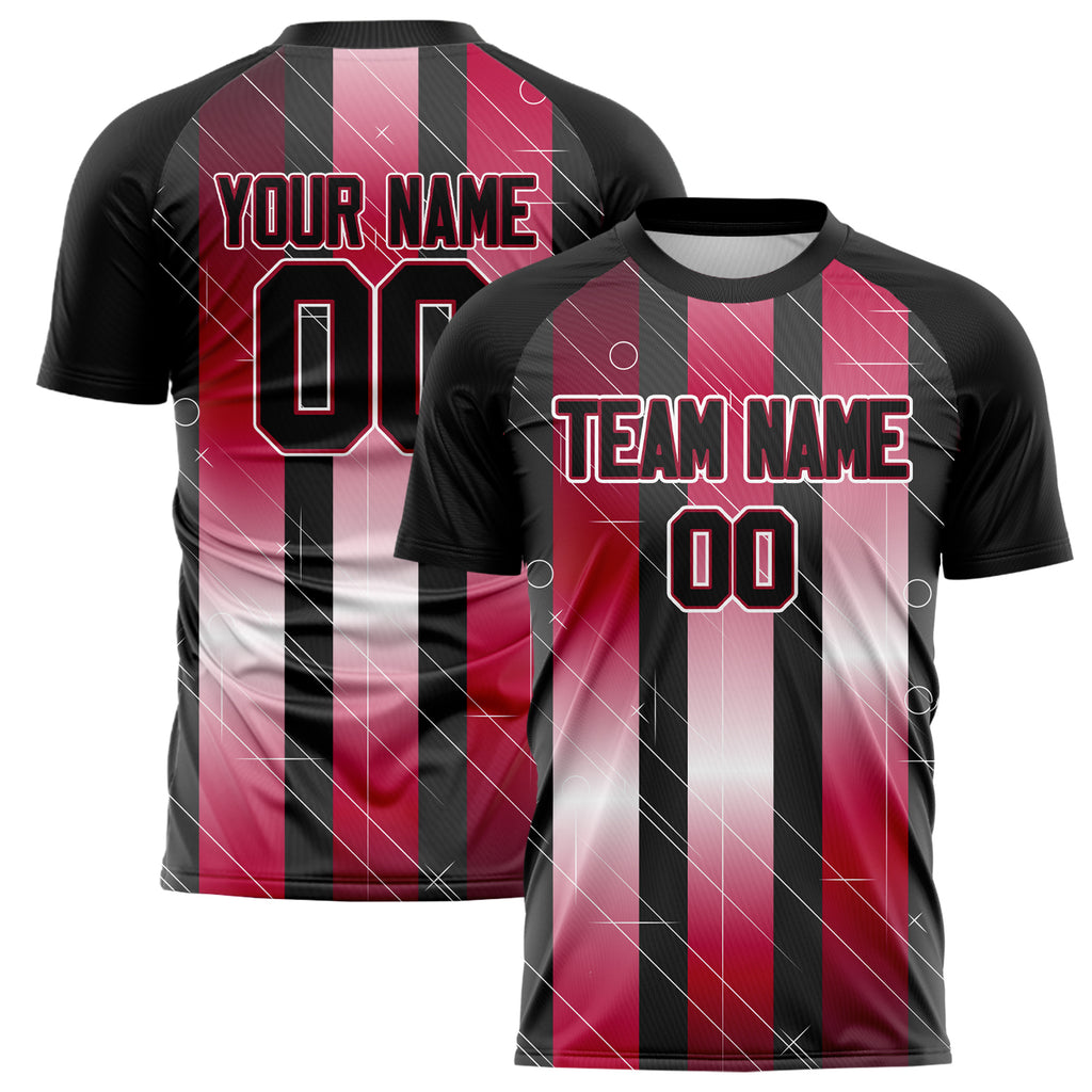 Personalized Black & Red Pattern Soccer Jersey