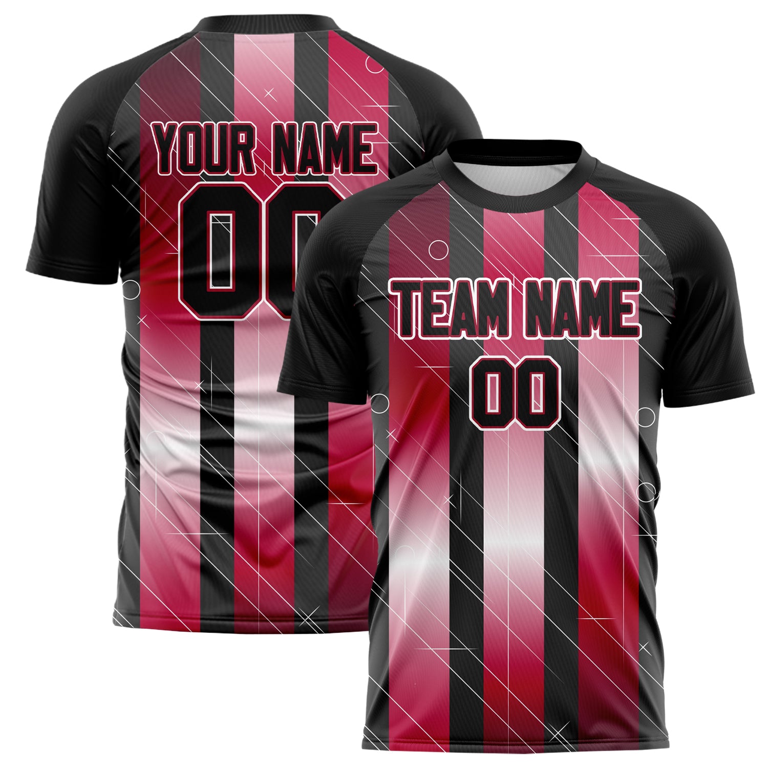 Personalized Black & Red Pattern Soccer Jersey