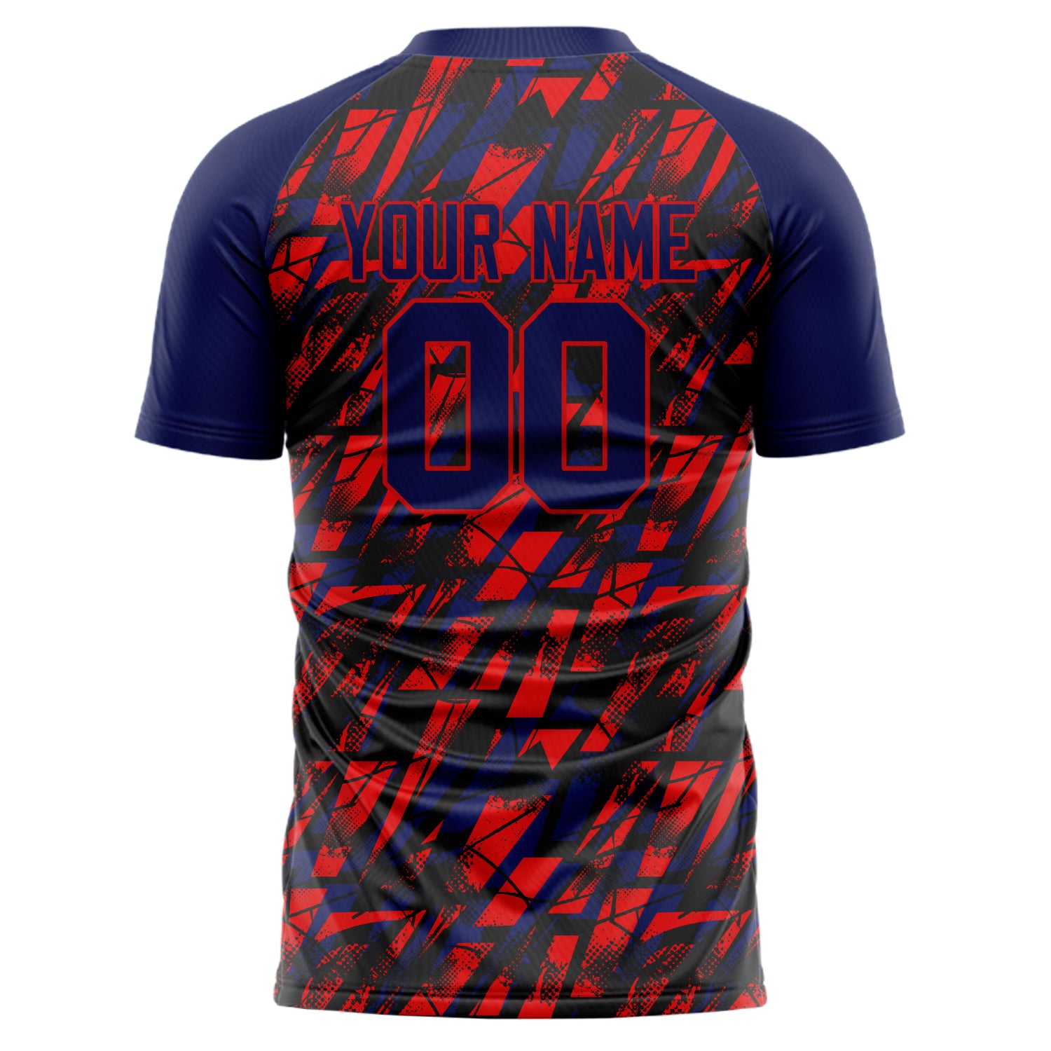 Personalized Navy & Red Pattern Soccer Jersey