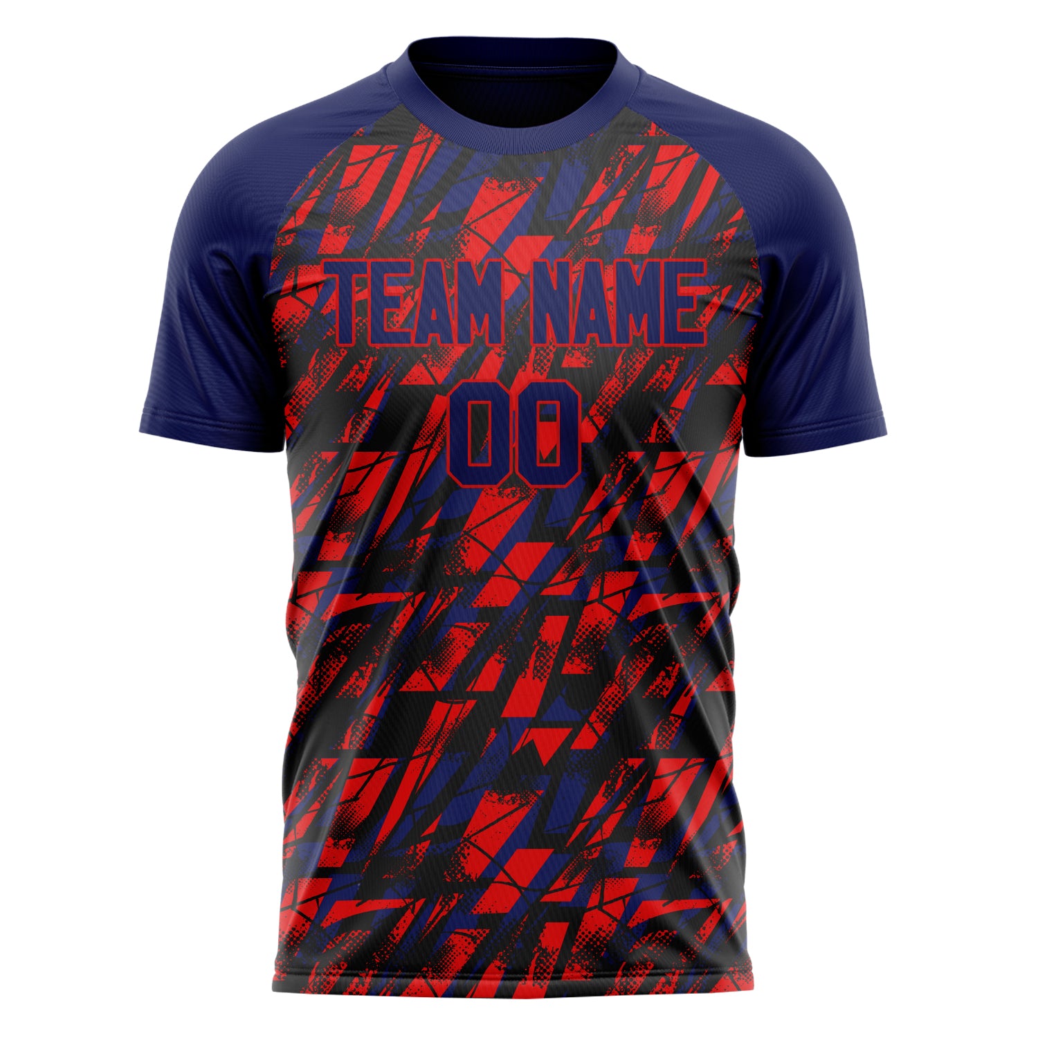 Personalized Navy & Red Pattern Soccer Jersey