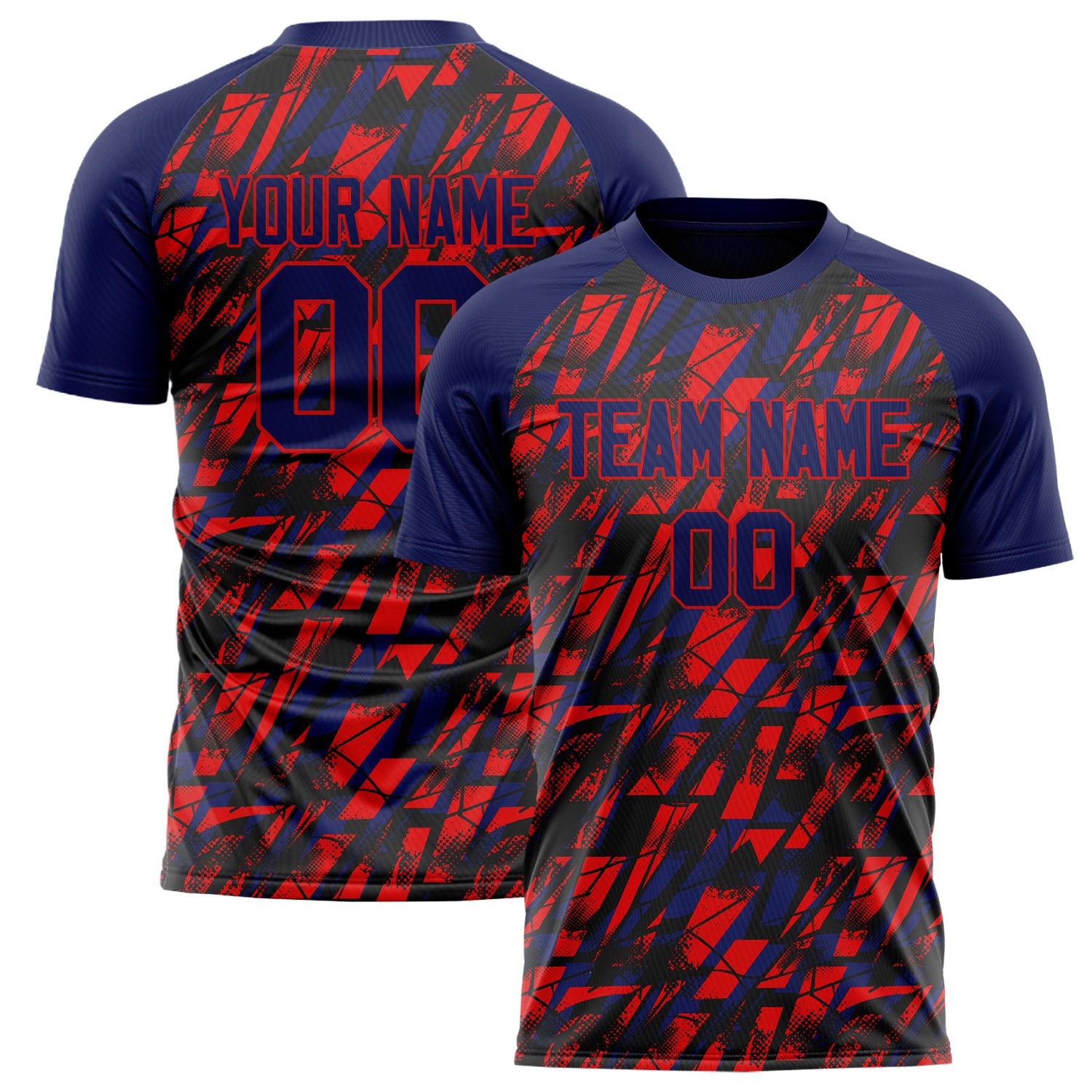 Personalized Navy & Red Pattern Soccer Jersey