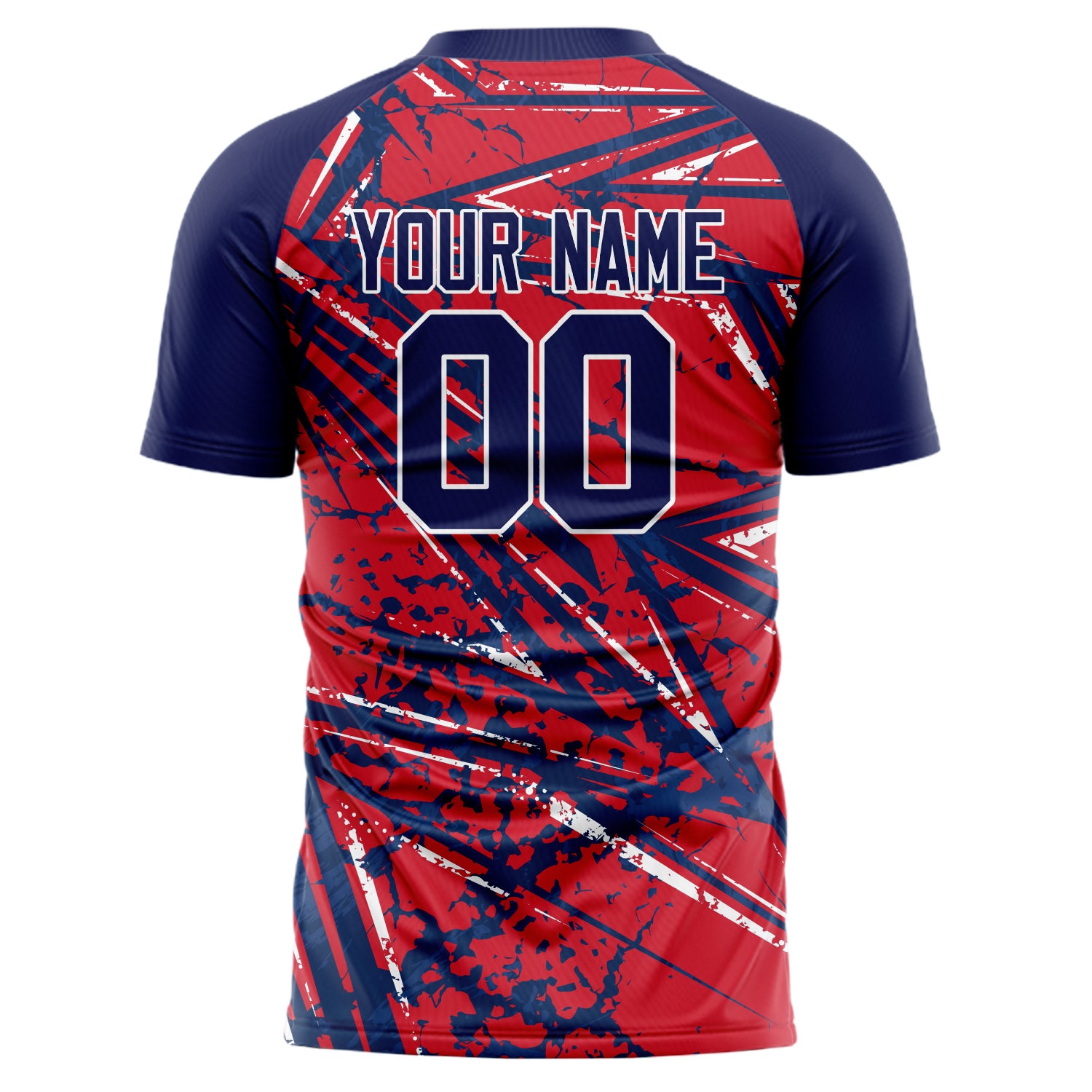 Personalized Red & Navy Pattern Soccer Jersey