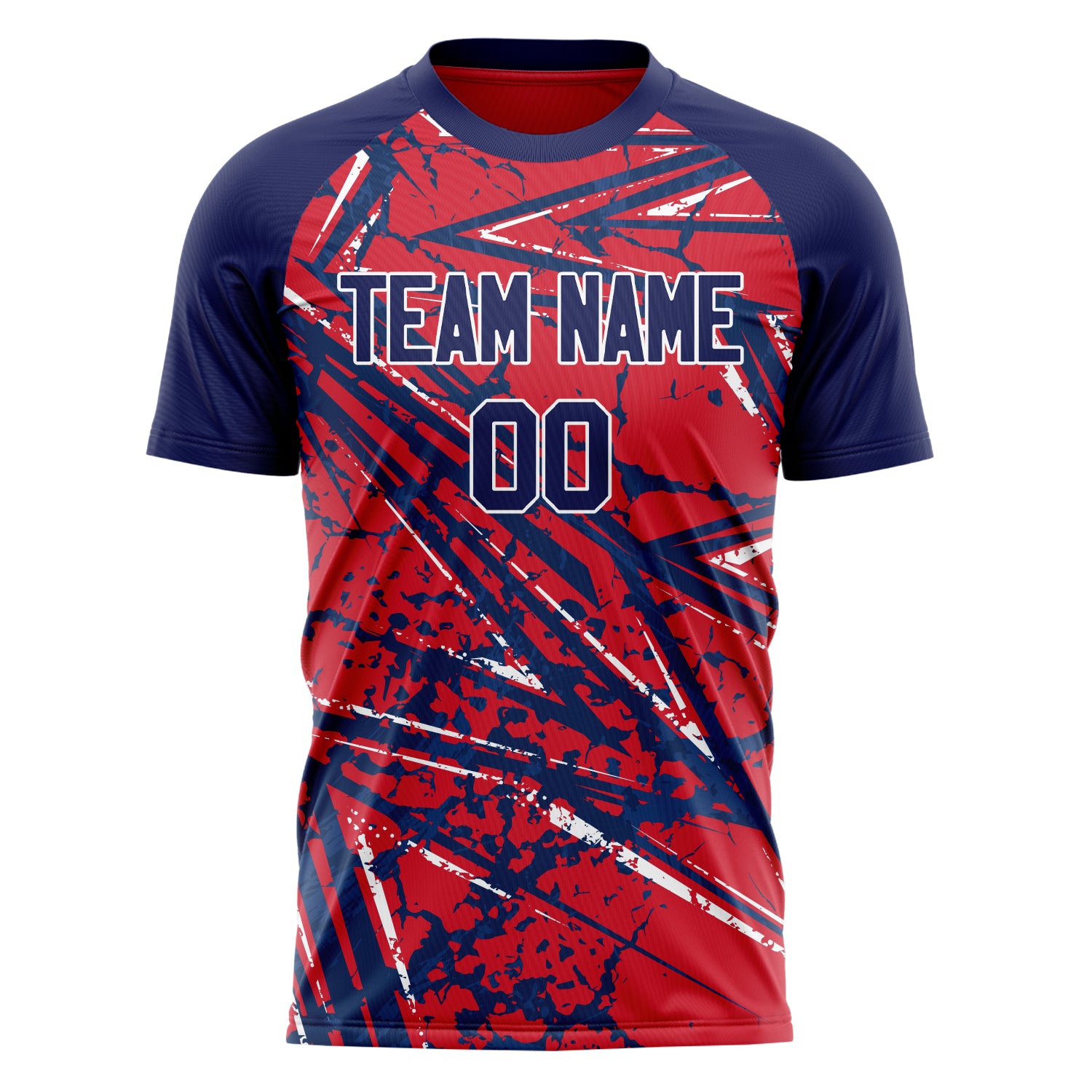Personalized Red & Navy Pattern Soccer Jersey