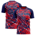 Personalized Red & Navy Pattern Soccer Jersey