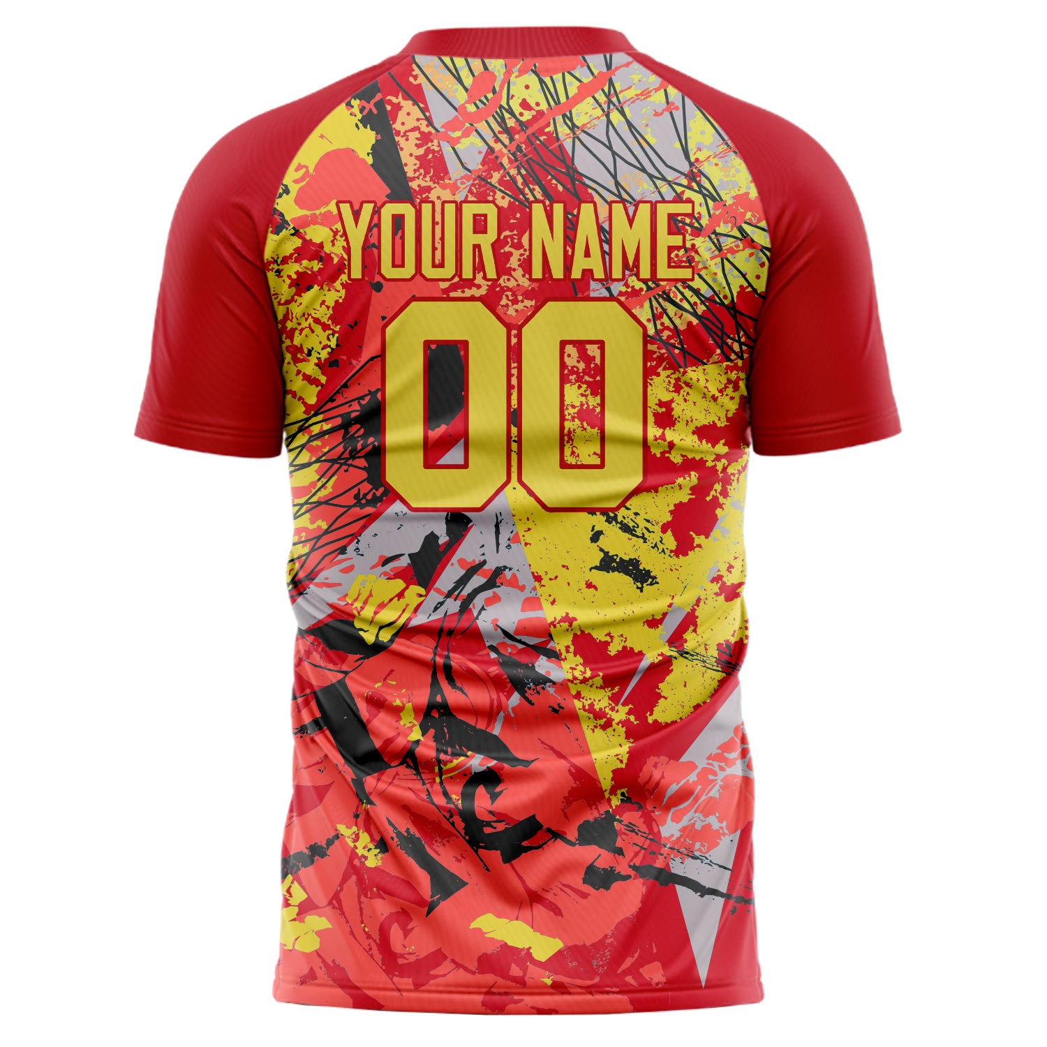 Personalized Red & Gold Pattern Soccer Jersey