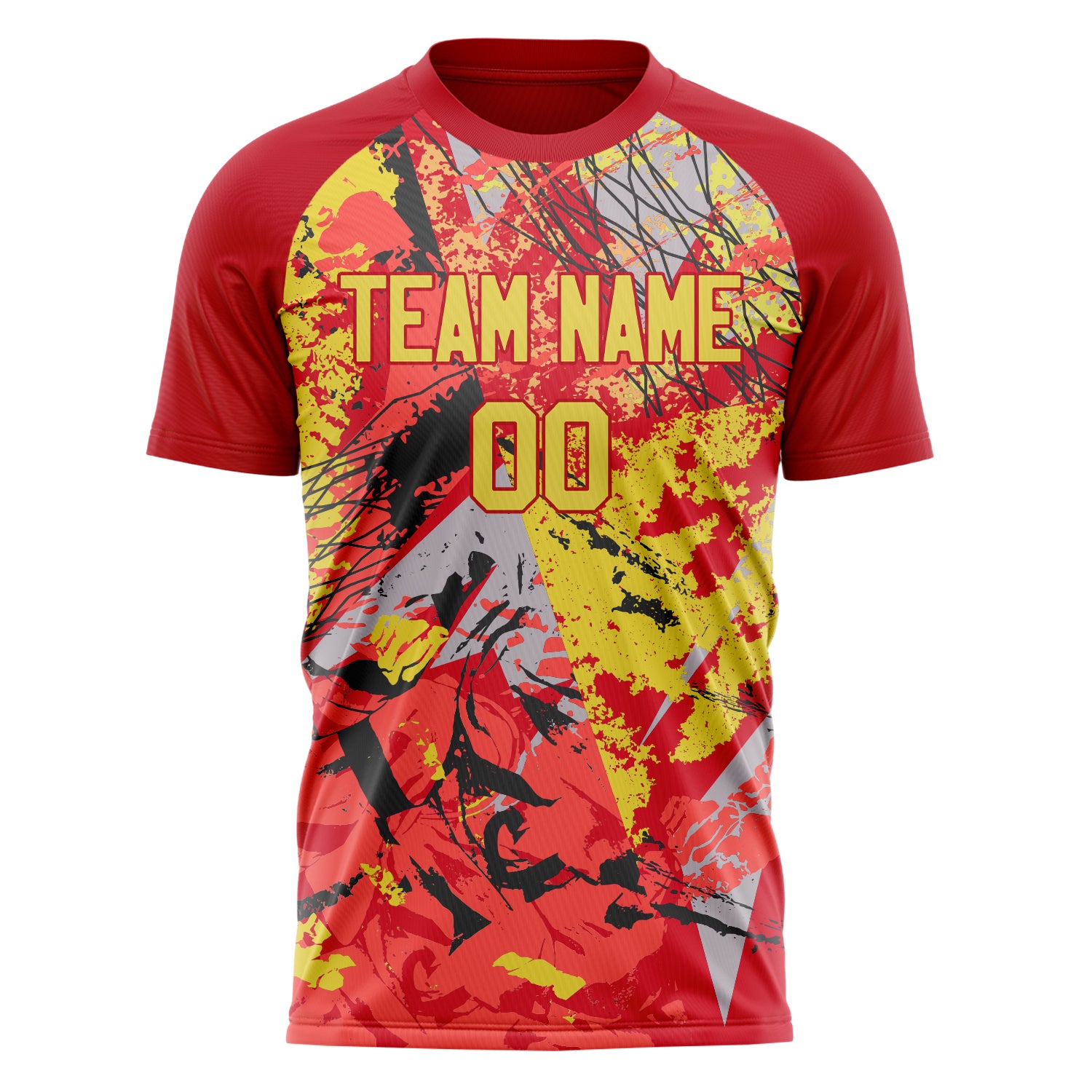 Personalized Red & Gold Pattern Soccer Jersey