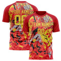 Personalized Red & Gold Pattern Soccer Jersey