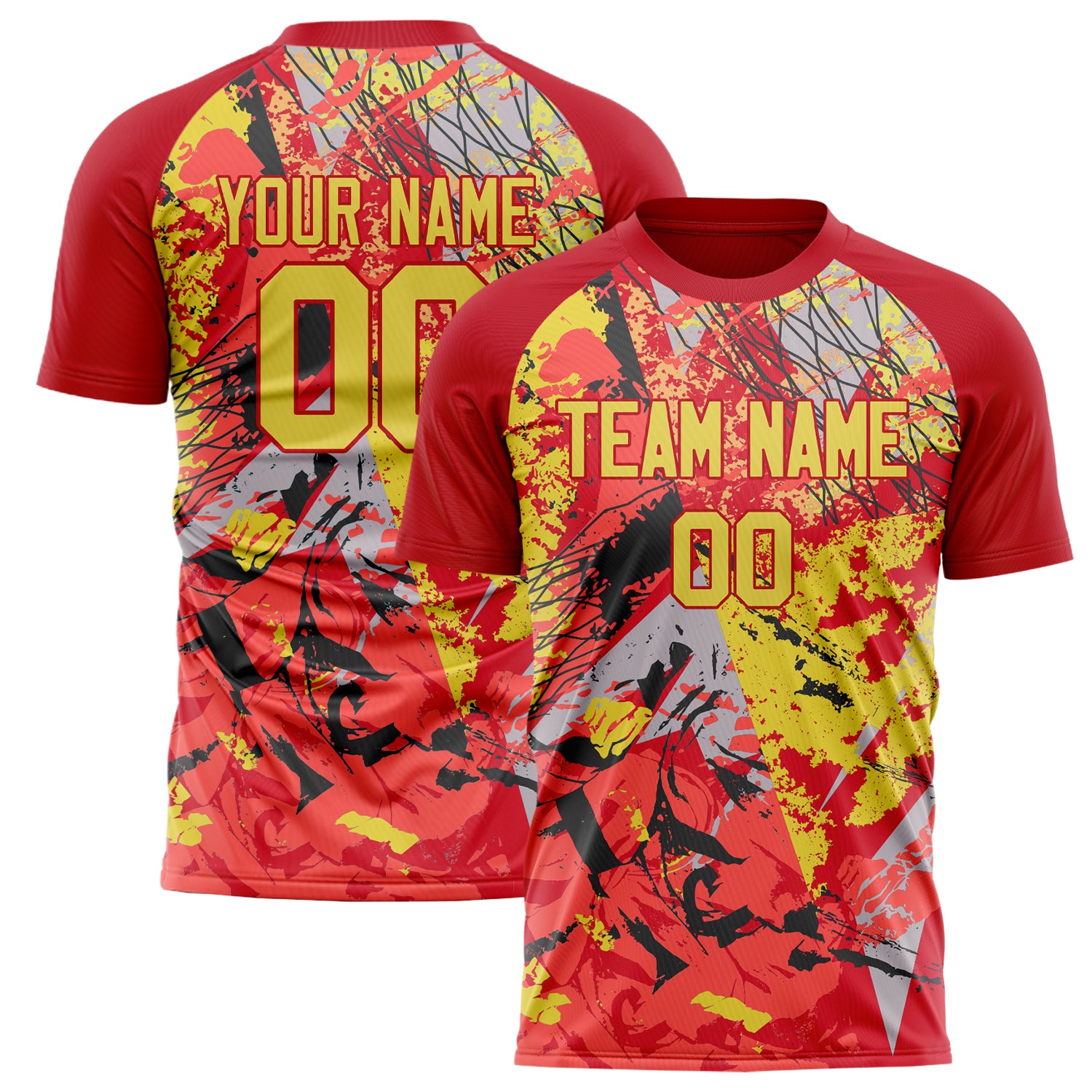 Personalized Red & Gold Pattern Soccer Jersey