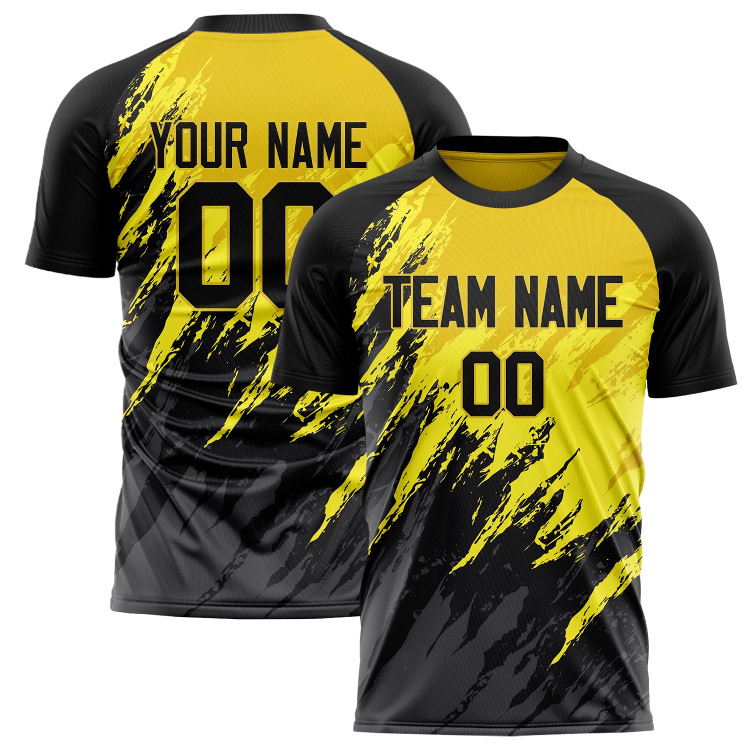 Personalized Black & Yellow Pattern Soccer Jersey