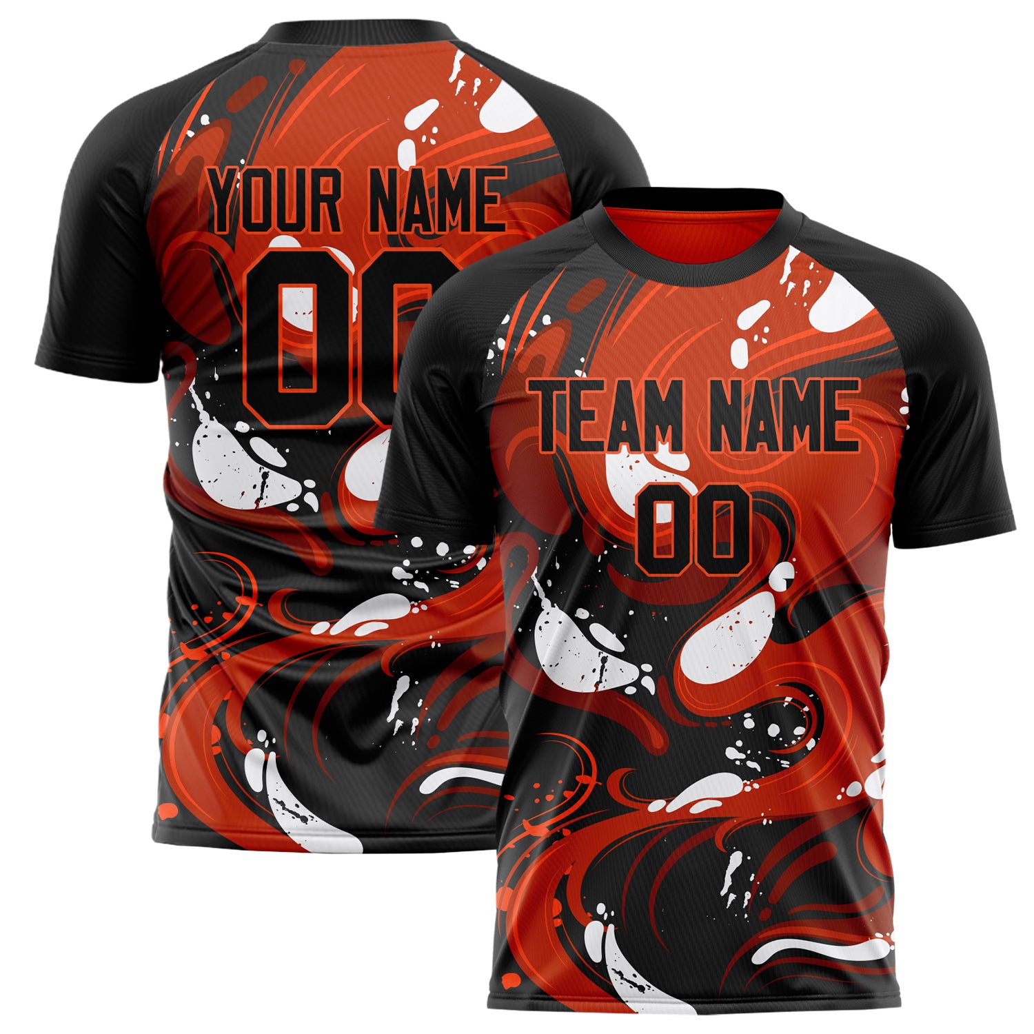 Personalized Black & Red Pattern Soccer Jersey