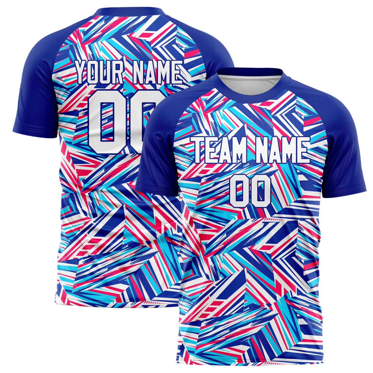 Personalized Royal & White Pattern Soccer Jersey