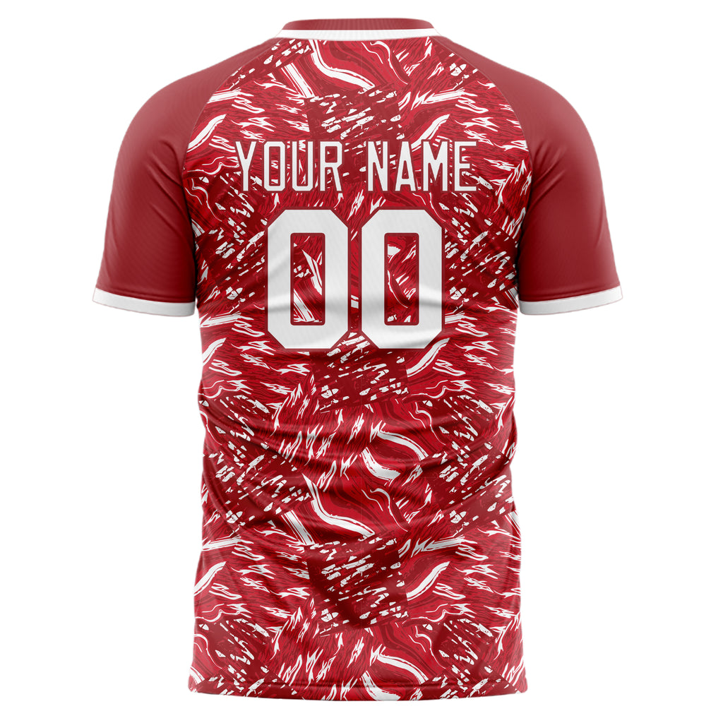 Personalized Red & White Pattern Soccer Jersey