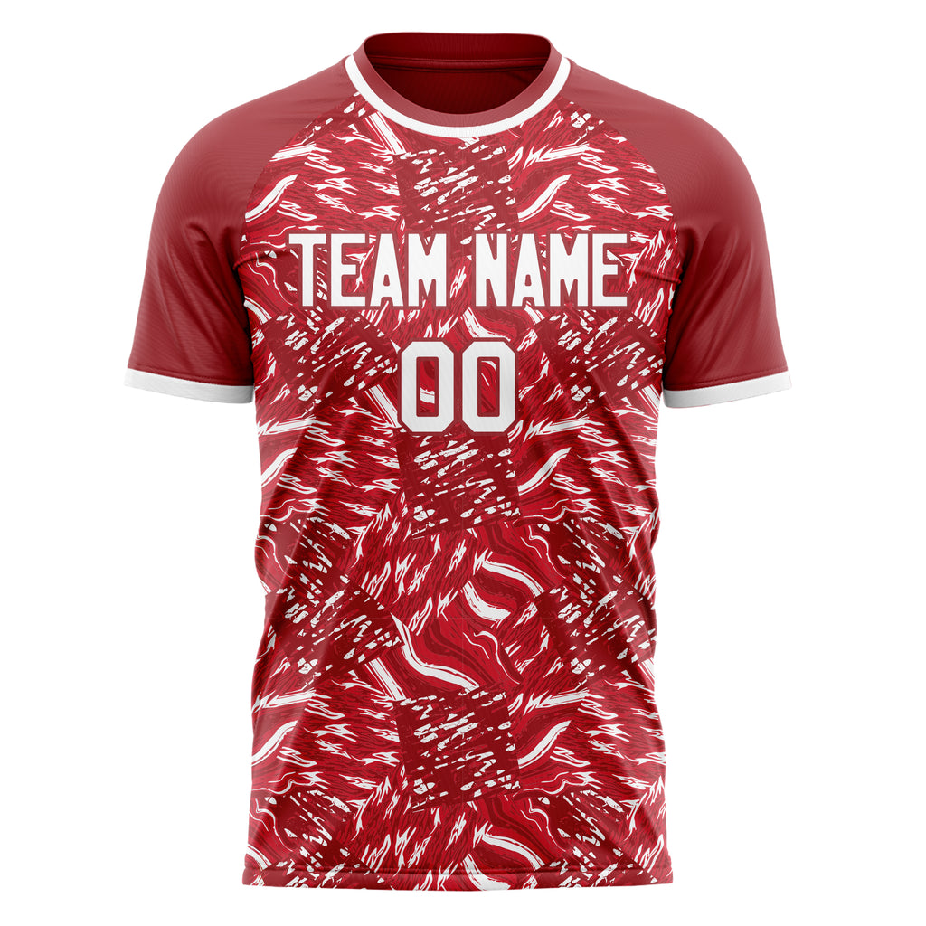 Personalized Red & White Pattern Soccer Jersey