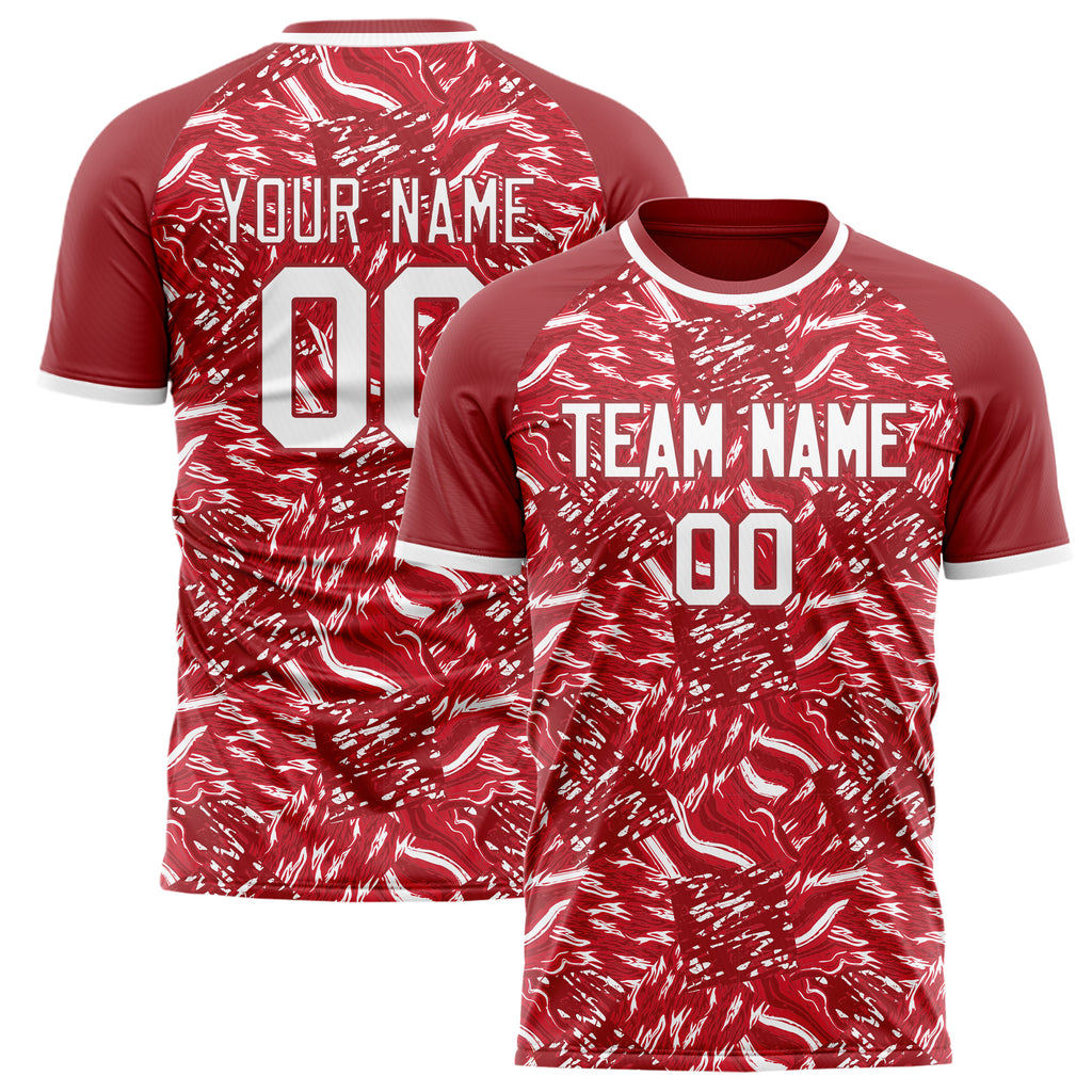 Personalized Red & White Pattern Soccer Jersey