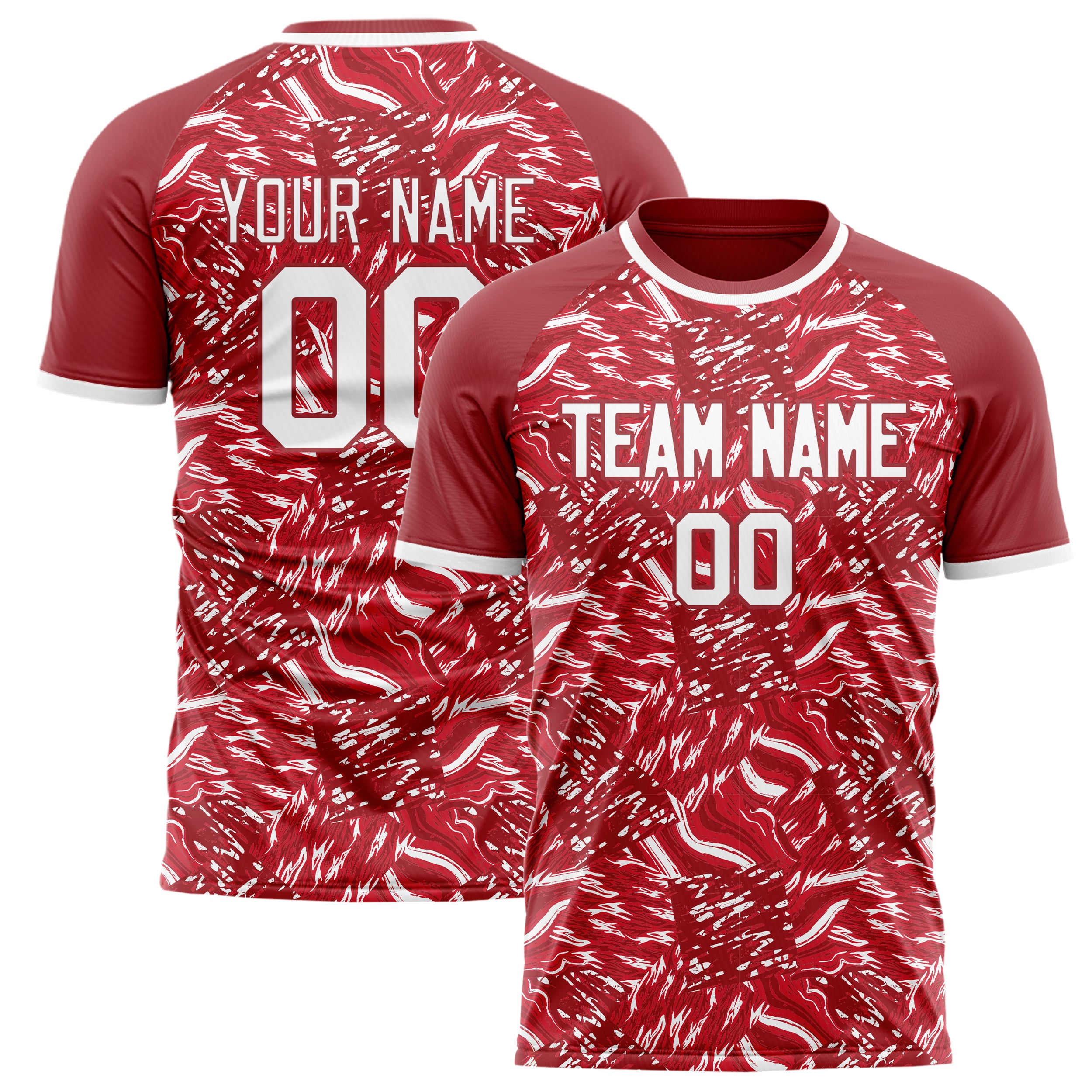 Personalized Red & White Pattern Soccer Jersey