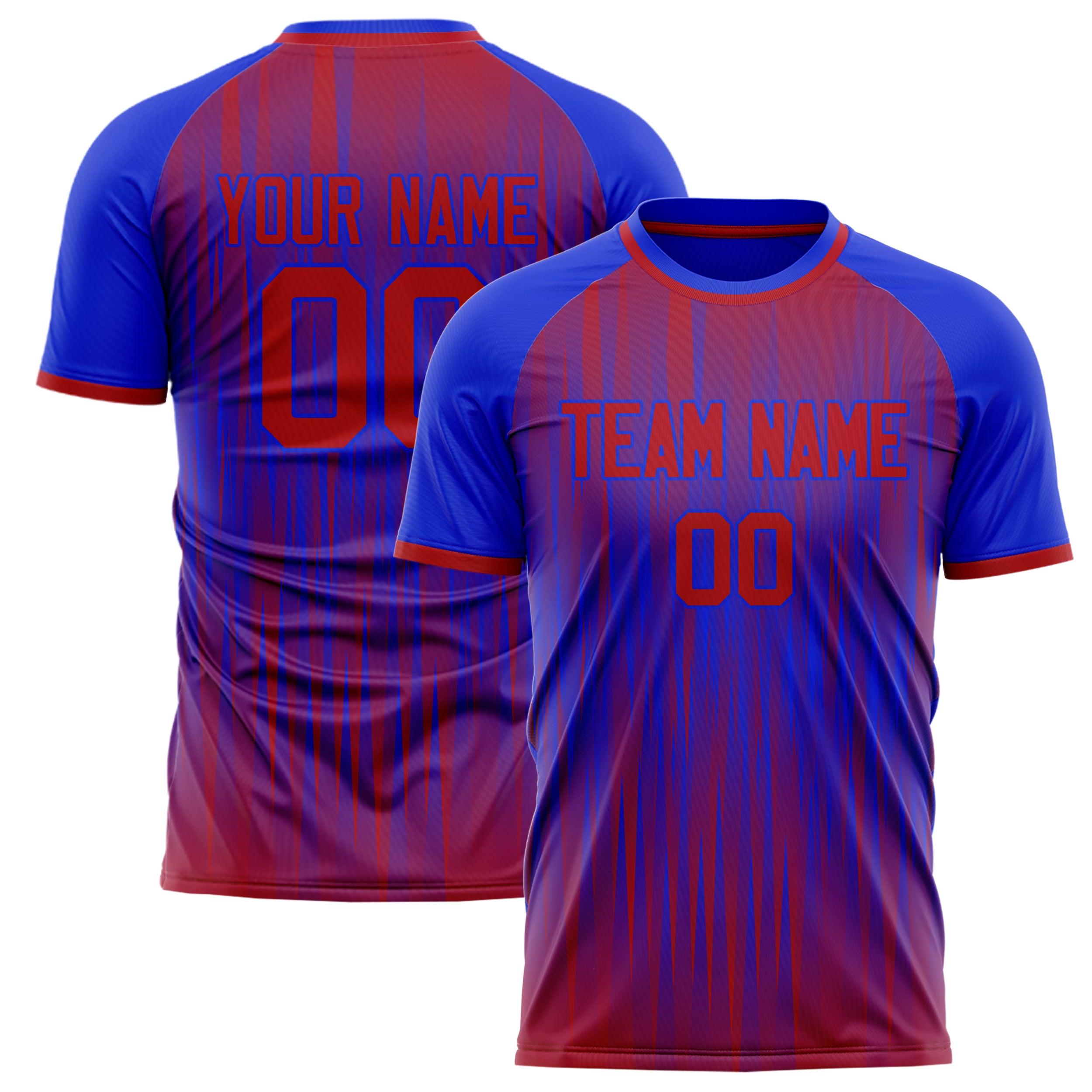 Personalized Blue & Red Pattern Soccer Jersey