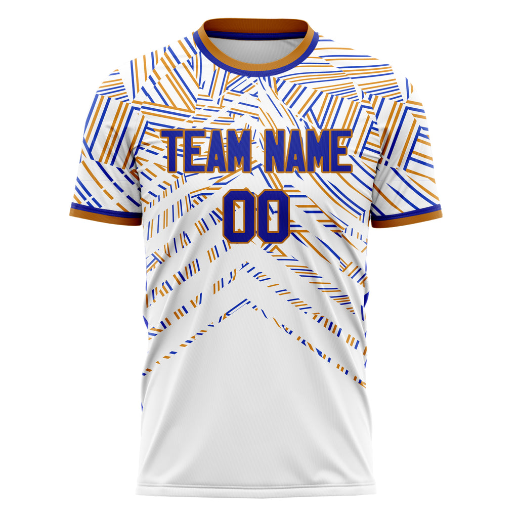 Personalized White & Royal Pattern Soccer Jersey