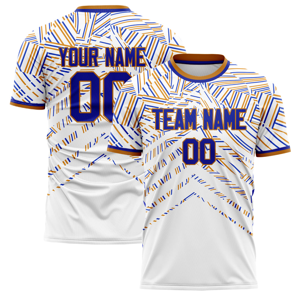Personalized White & Royal Pattern Soccer Jersey
