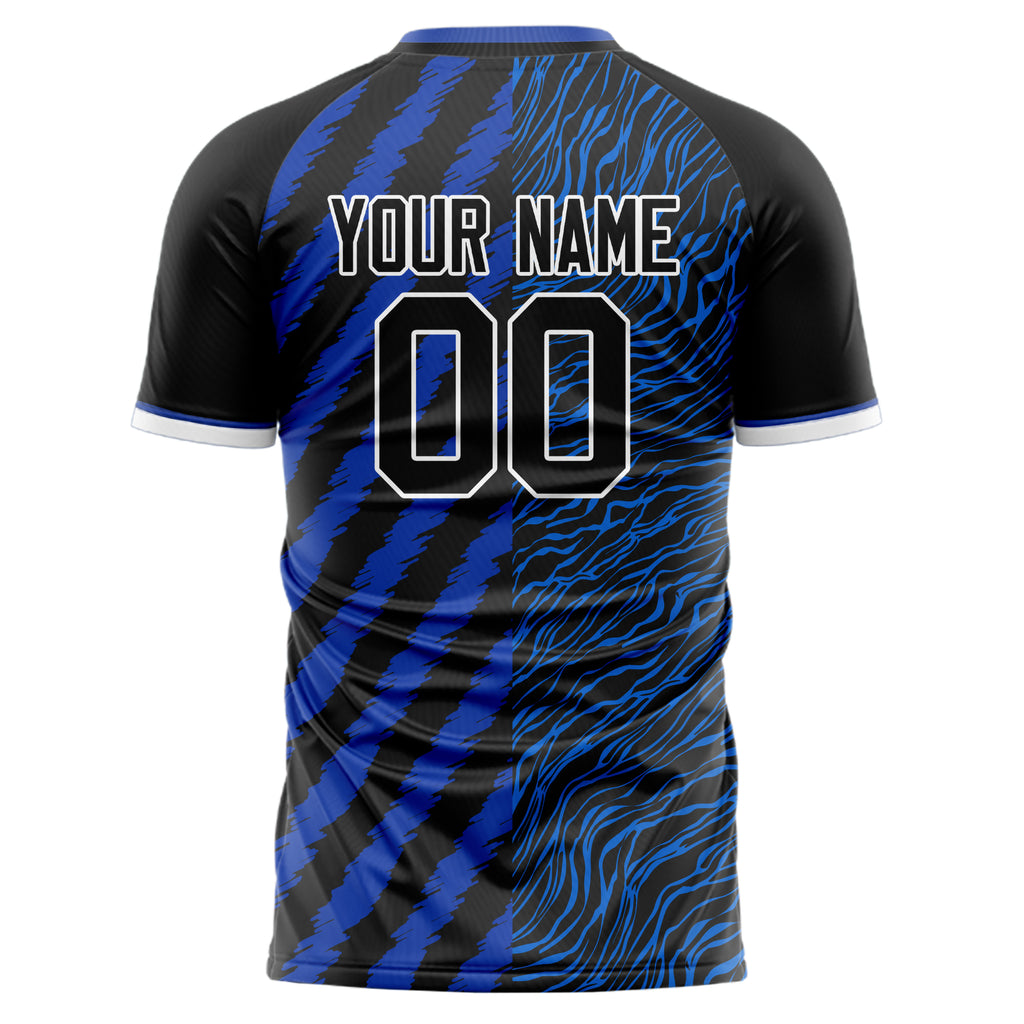 Personalized Black & Blue Pattern Soccer Jersey