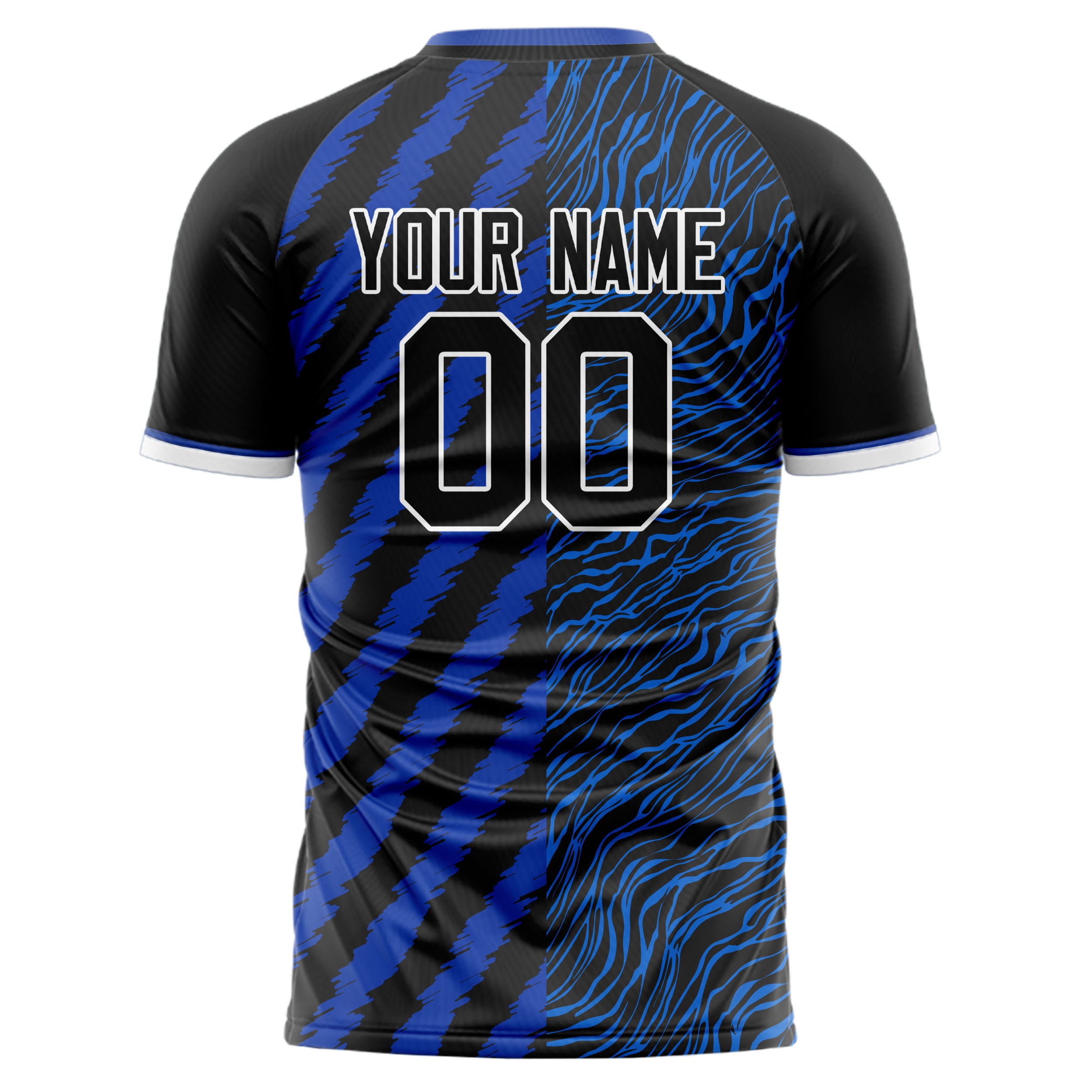 Personalized Black & Blue Pattern Soccer Jersey