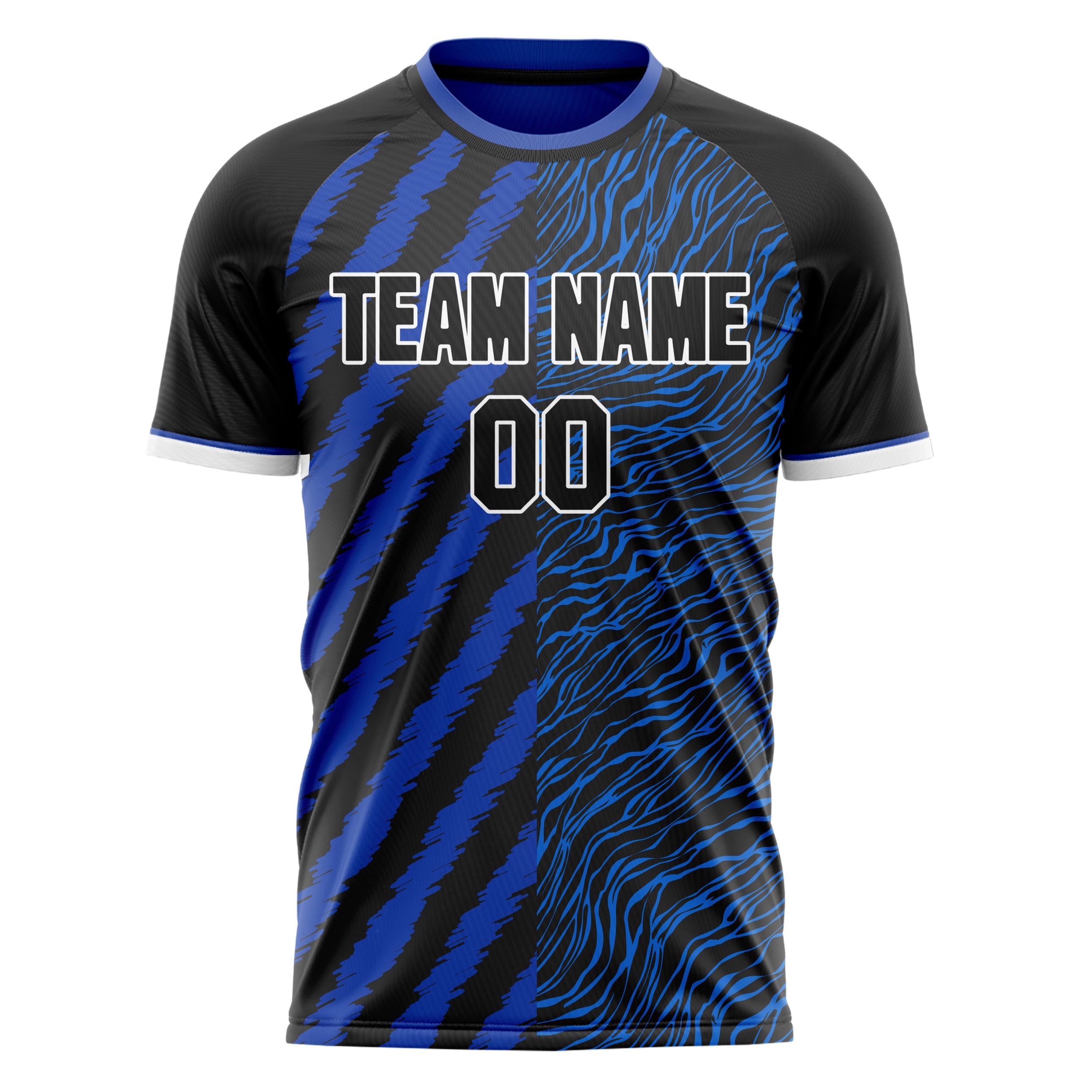 Personalized Black & Blue Pattern Soccer Jersey