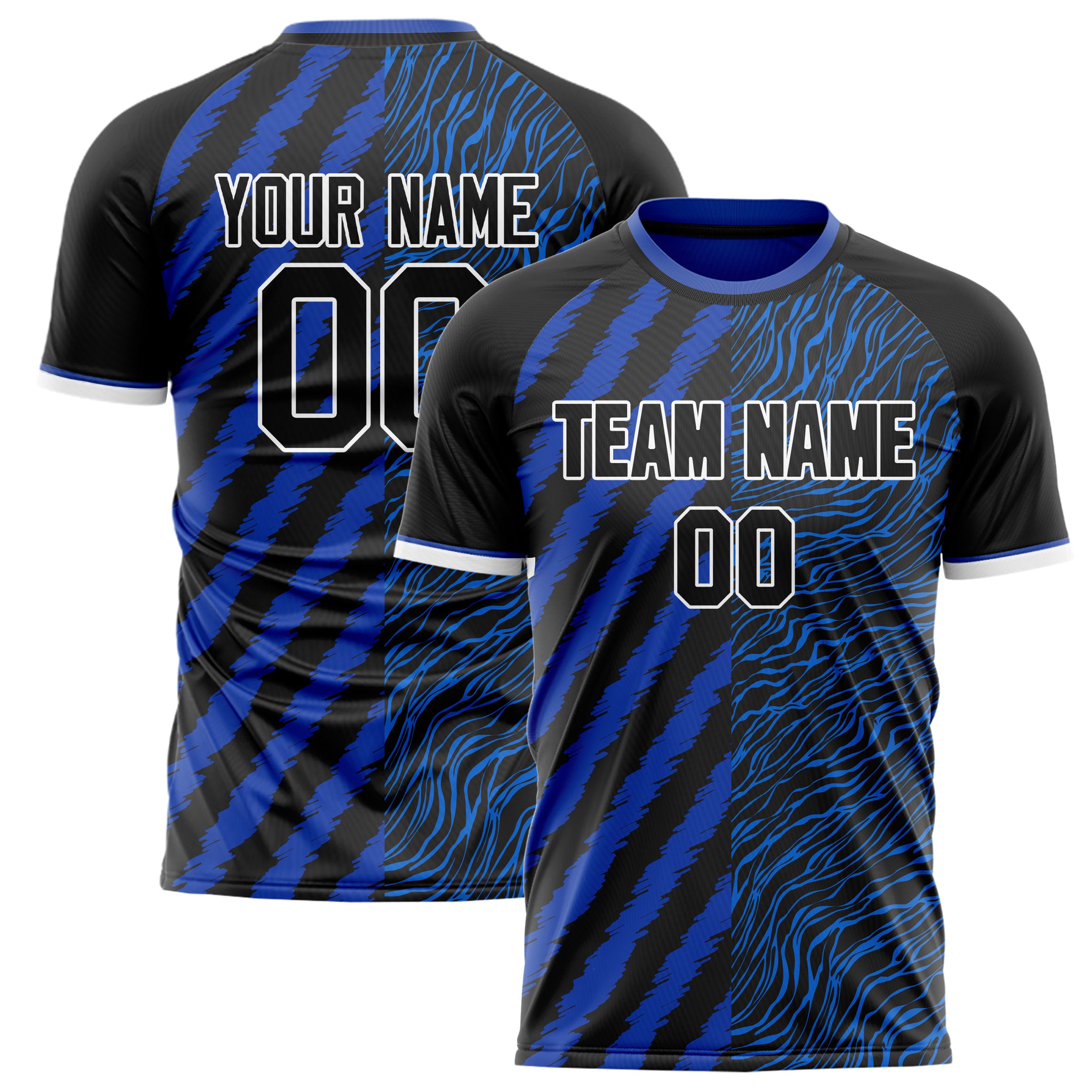 Personalized Black & Blue Pattern Soccer Jersey