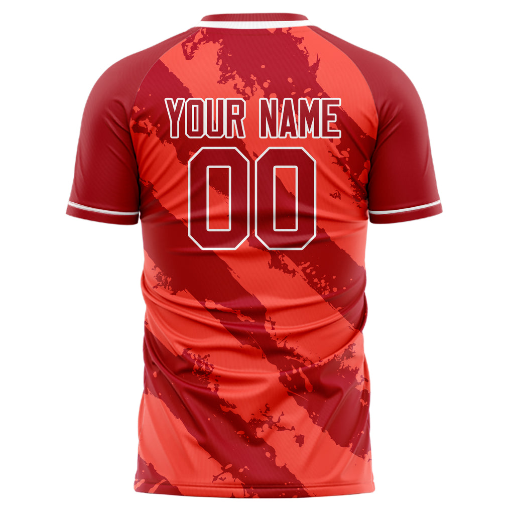Personalized Red & White Pattern Soccer Jersey