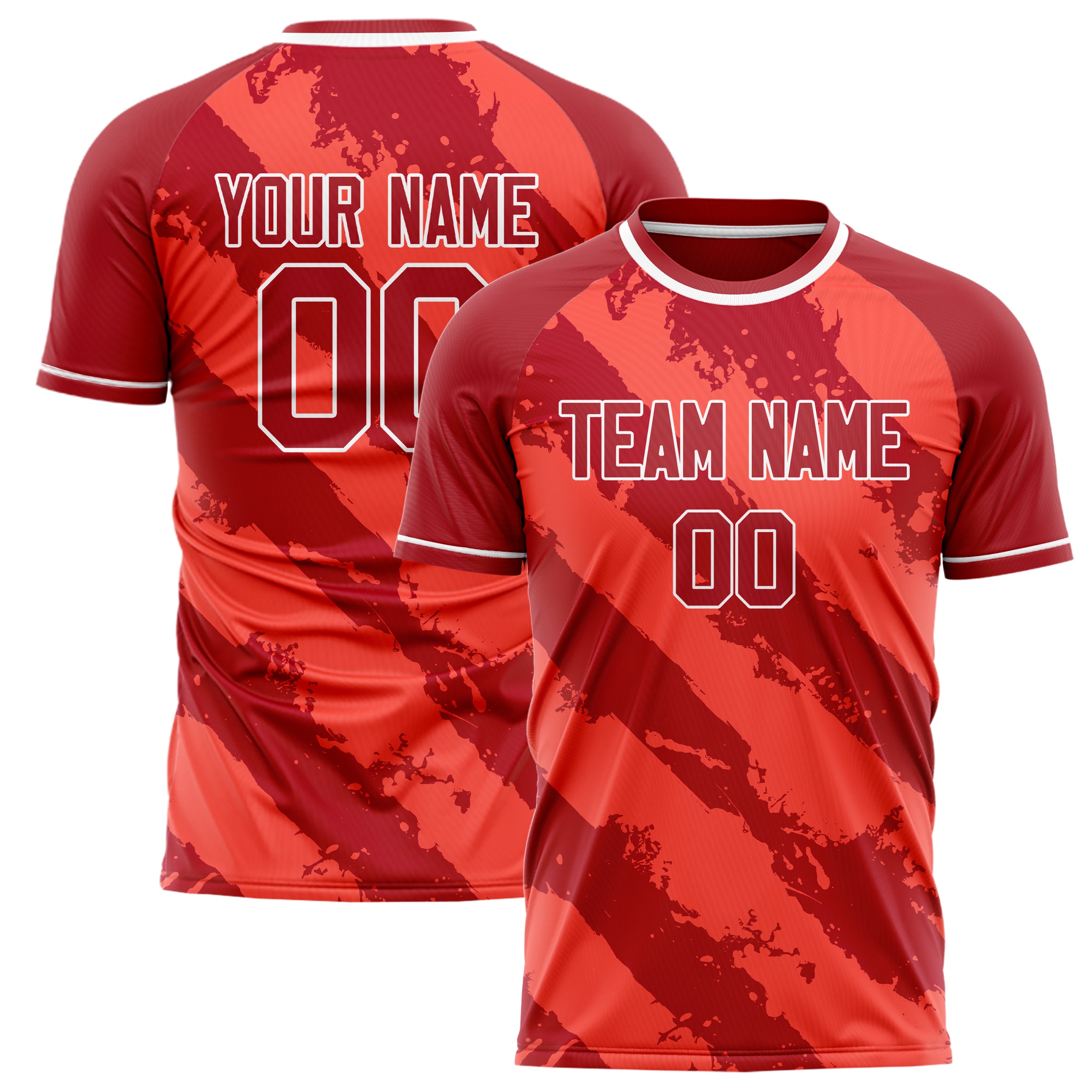 Personalized Red & White Pattern Soccer Jersey
