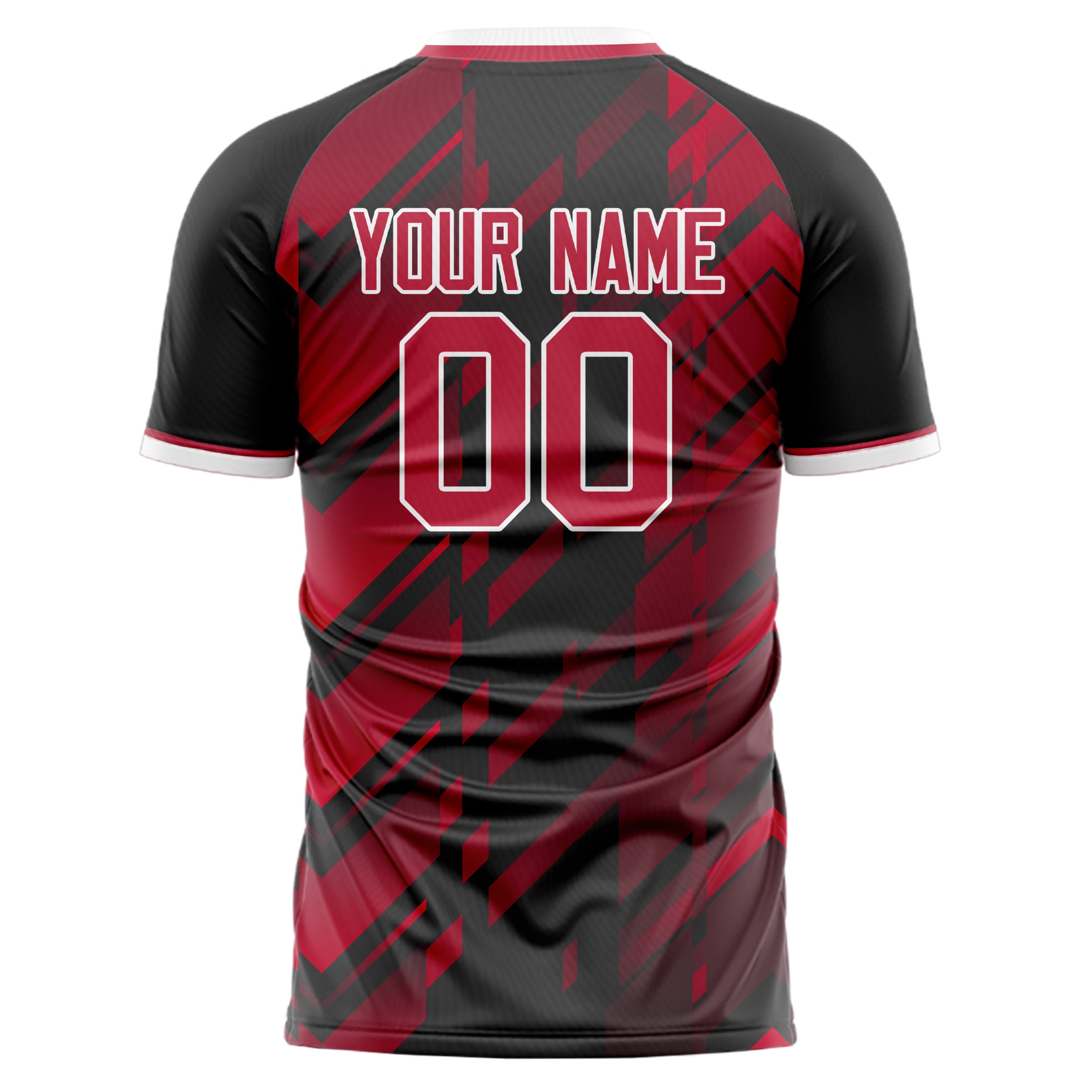 Personalized Black & Red Pattern Soccer Jersey