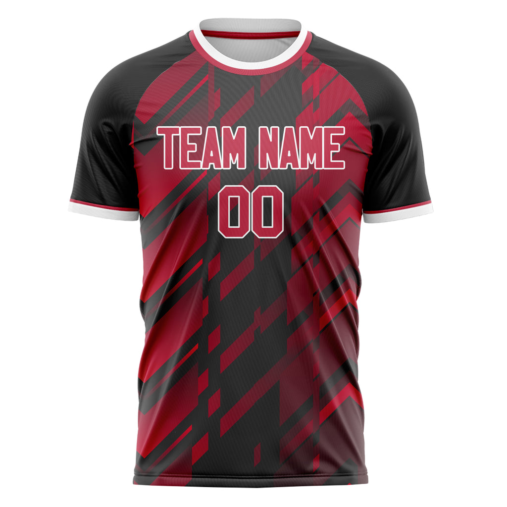 Personalized Black & Red Pattern Soccer Jersey