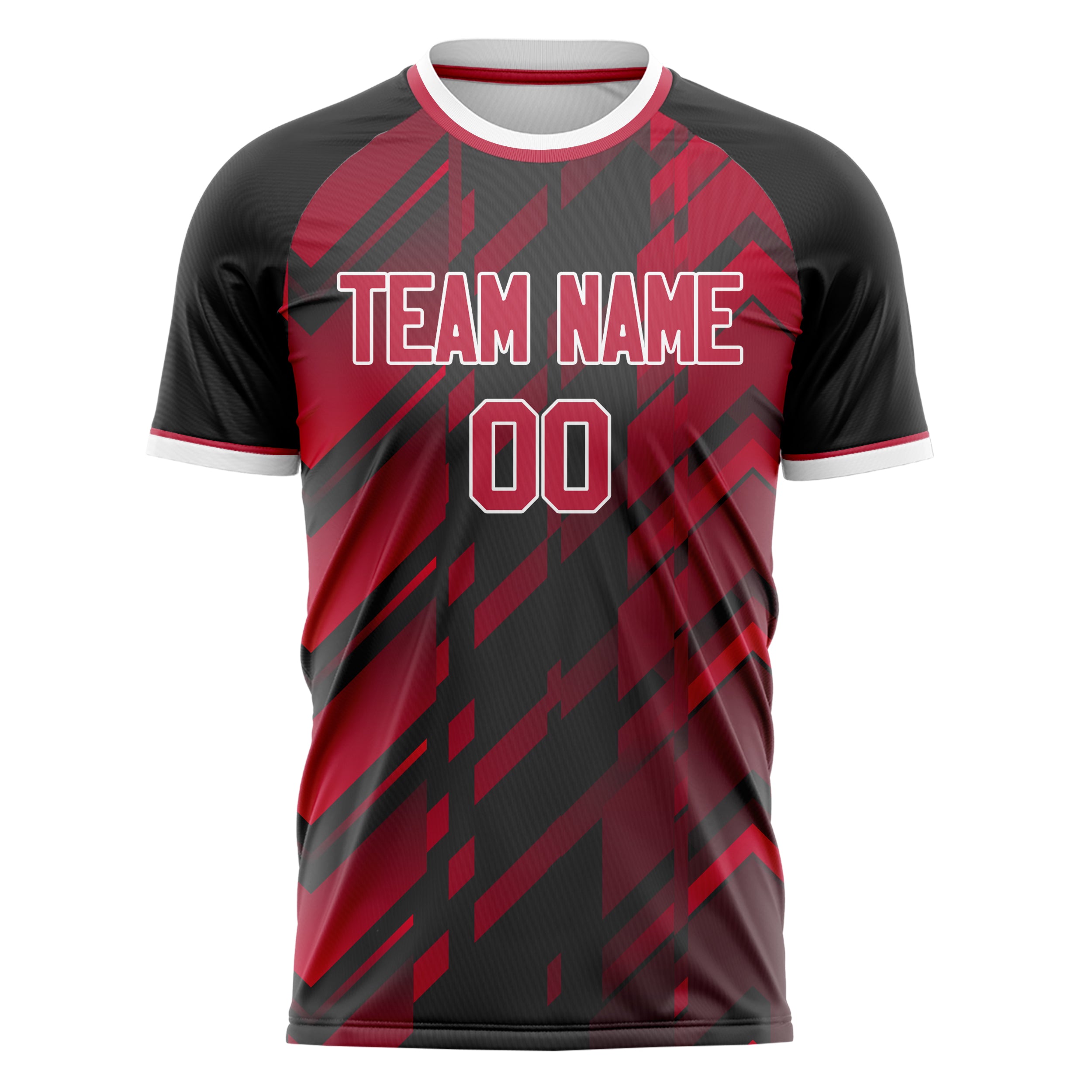 Personalized Black & Red Pattern Soccer Jersey