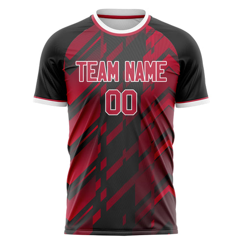 Personalized Black & Red Pattern Soccer Jersey