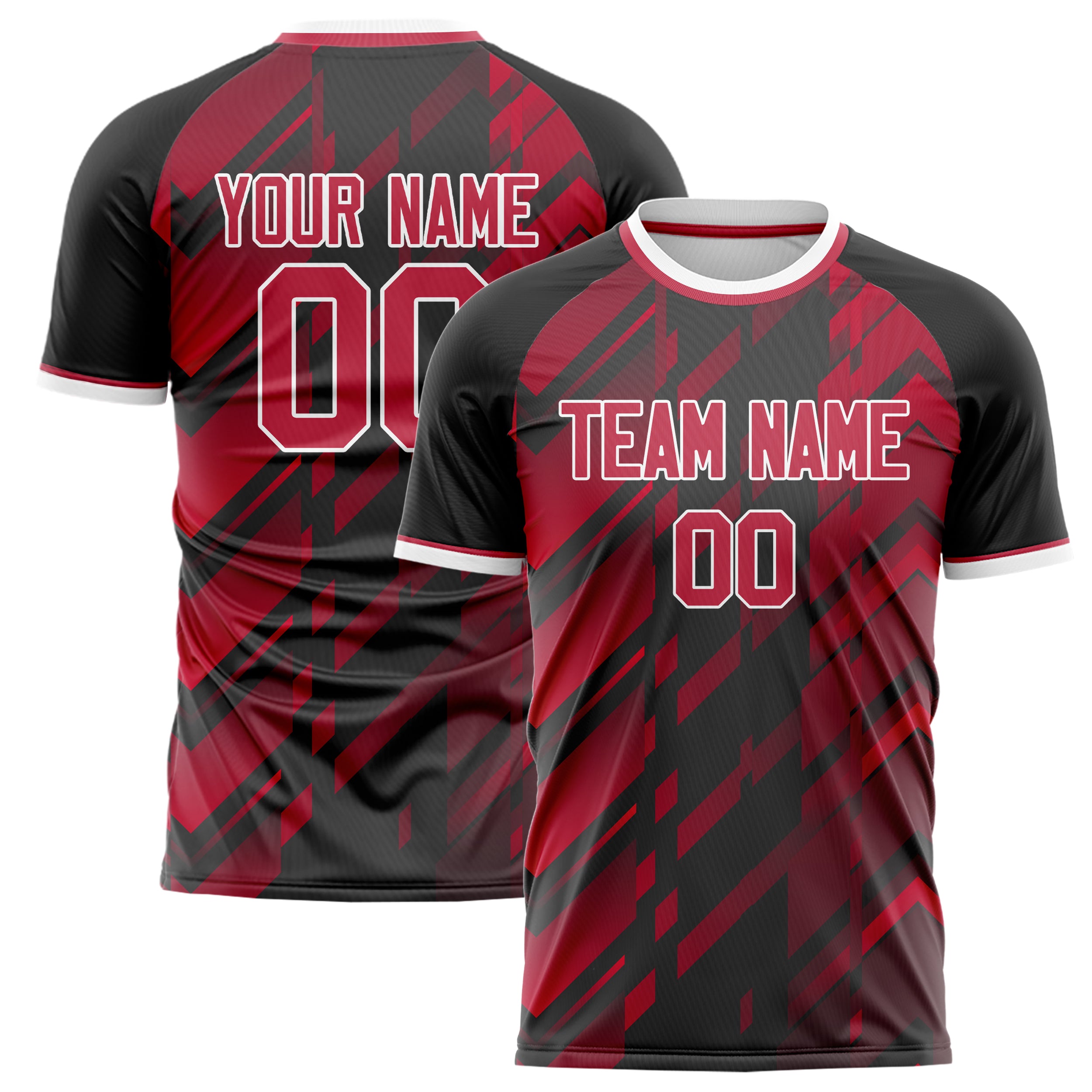 Personalized Black & Red Pattern Soccer Jersey