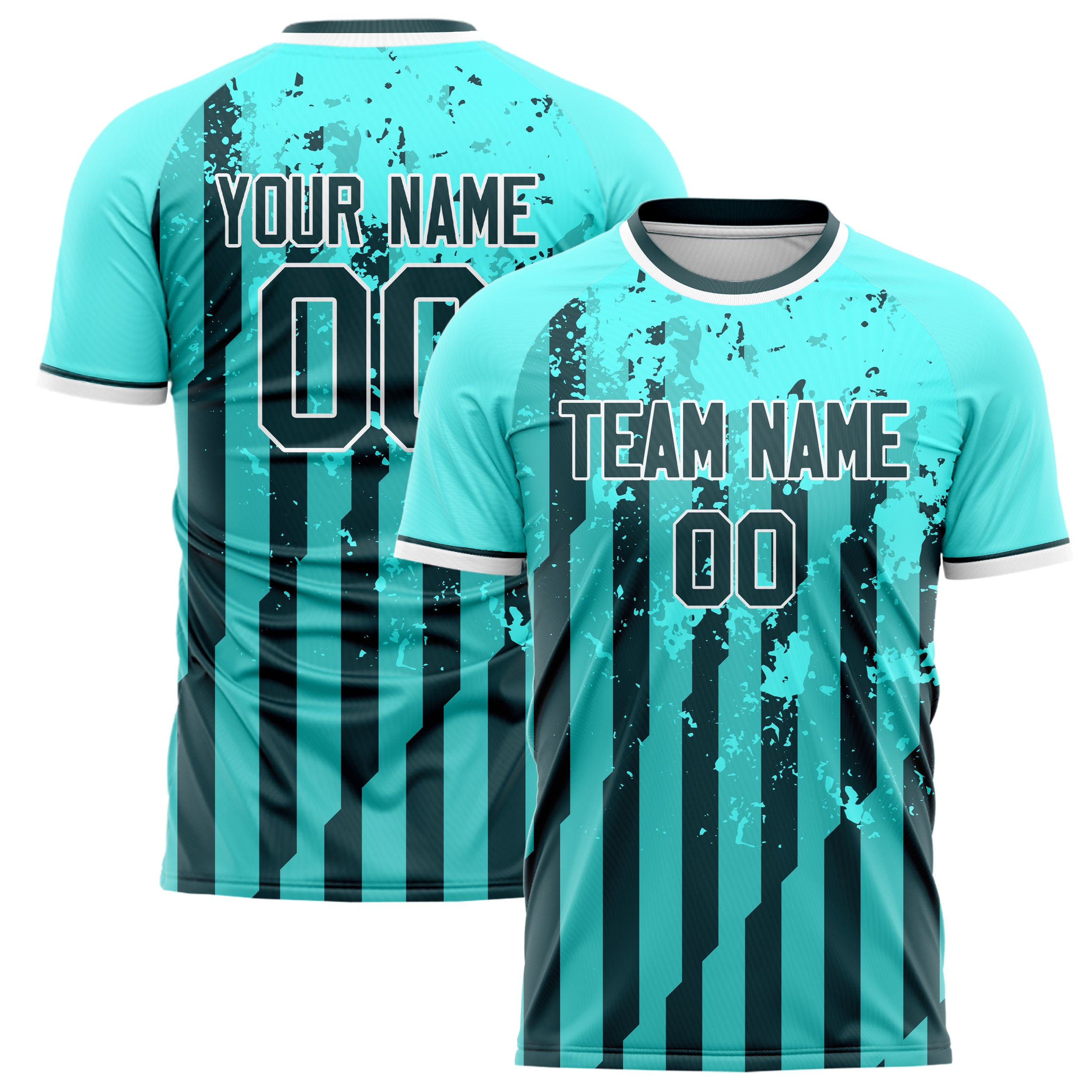 Personalized Teal & Black Pattern Soccer Jersey