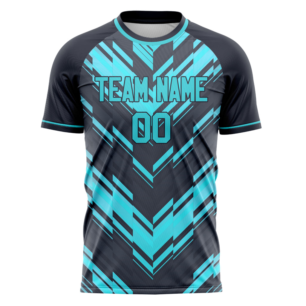 Personalized Black & Teal Pattern Soccer Jersey