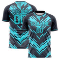 Personalized Black & Teal Pattern Soccer Jersey