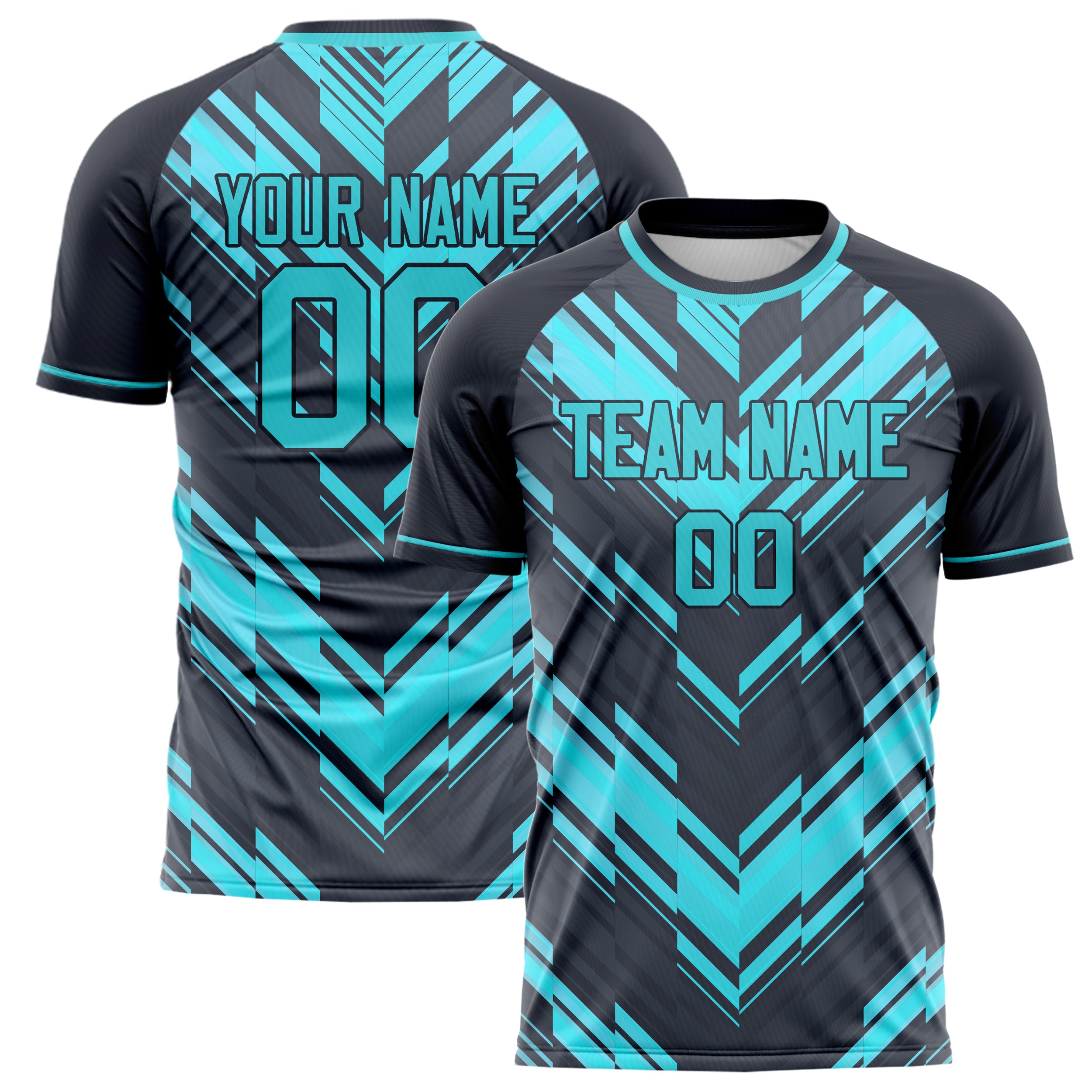 Personalized Black & Teal Pattern Soccer Jersey