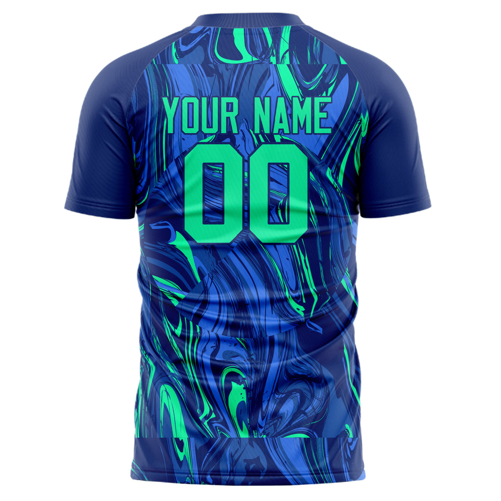 Personalized Navy & Teal Pattern Soccer Jersey