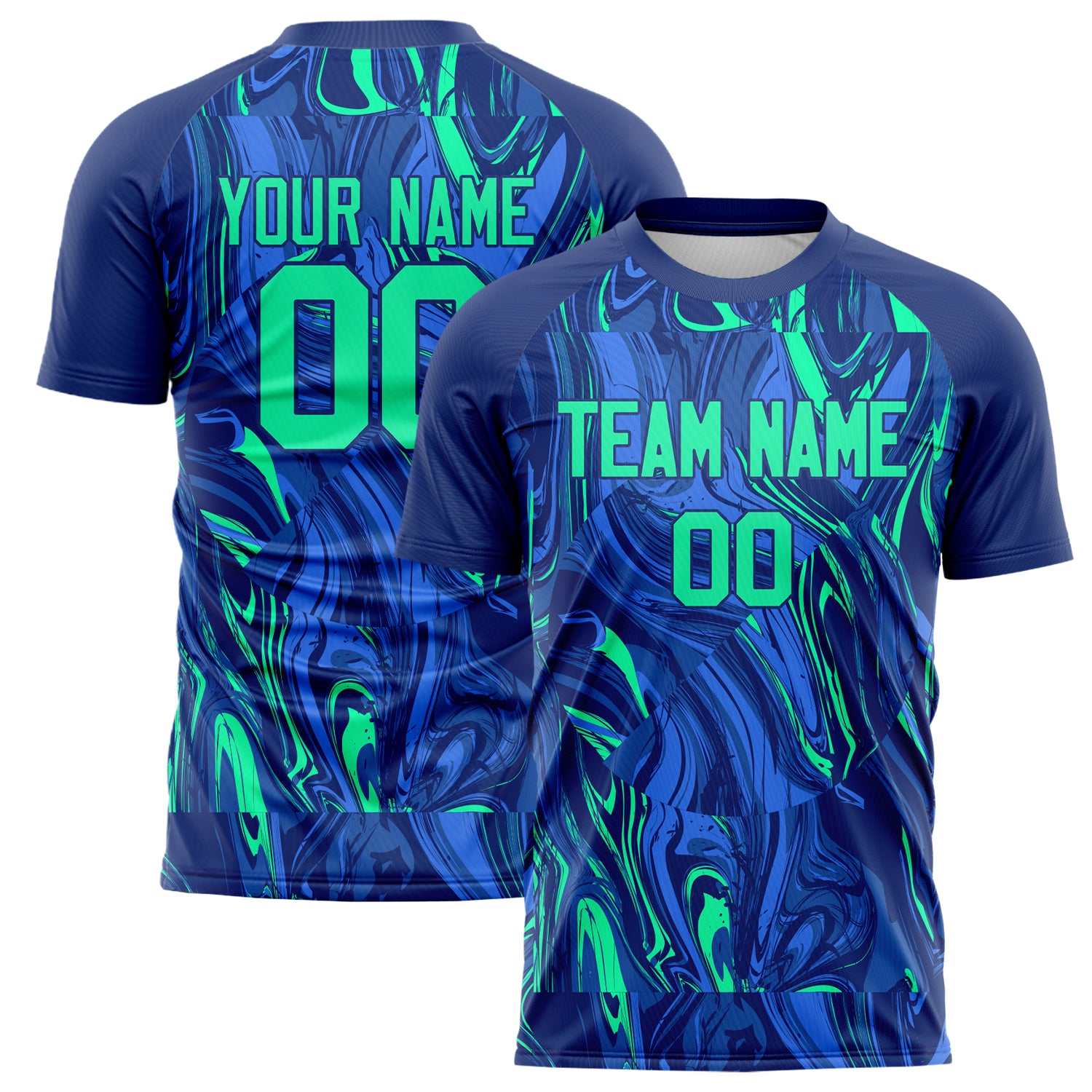 Personalized Navy & Teal Pattern Soccer Jersey