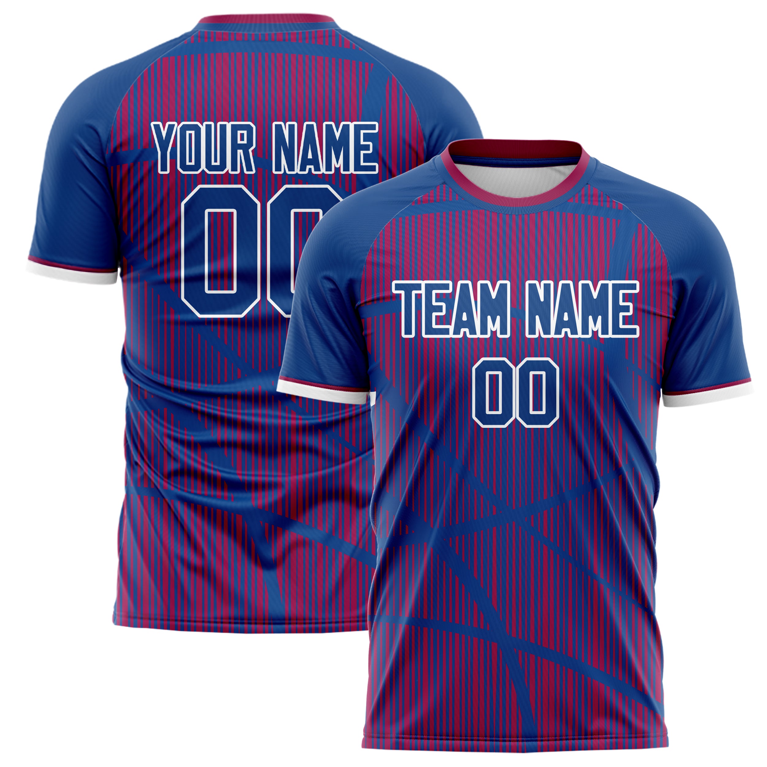 Personalized Navy & Red Pattern Soccer Jersey