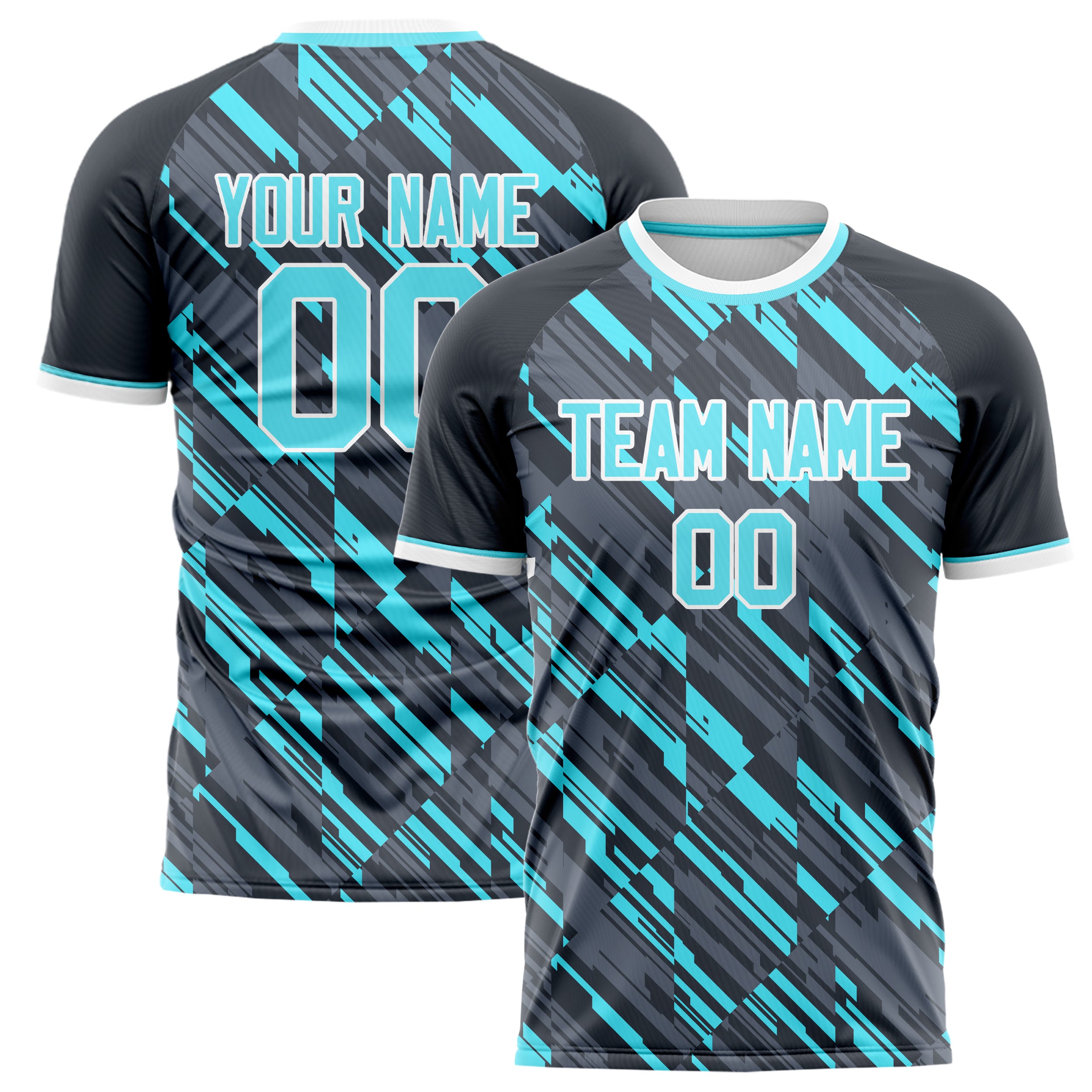Personalized Gray & Light Blue Pattern Soccer Jersey