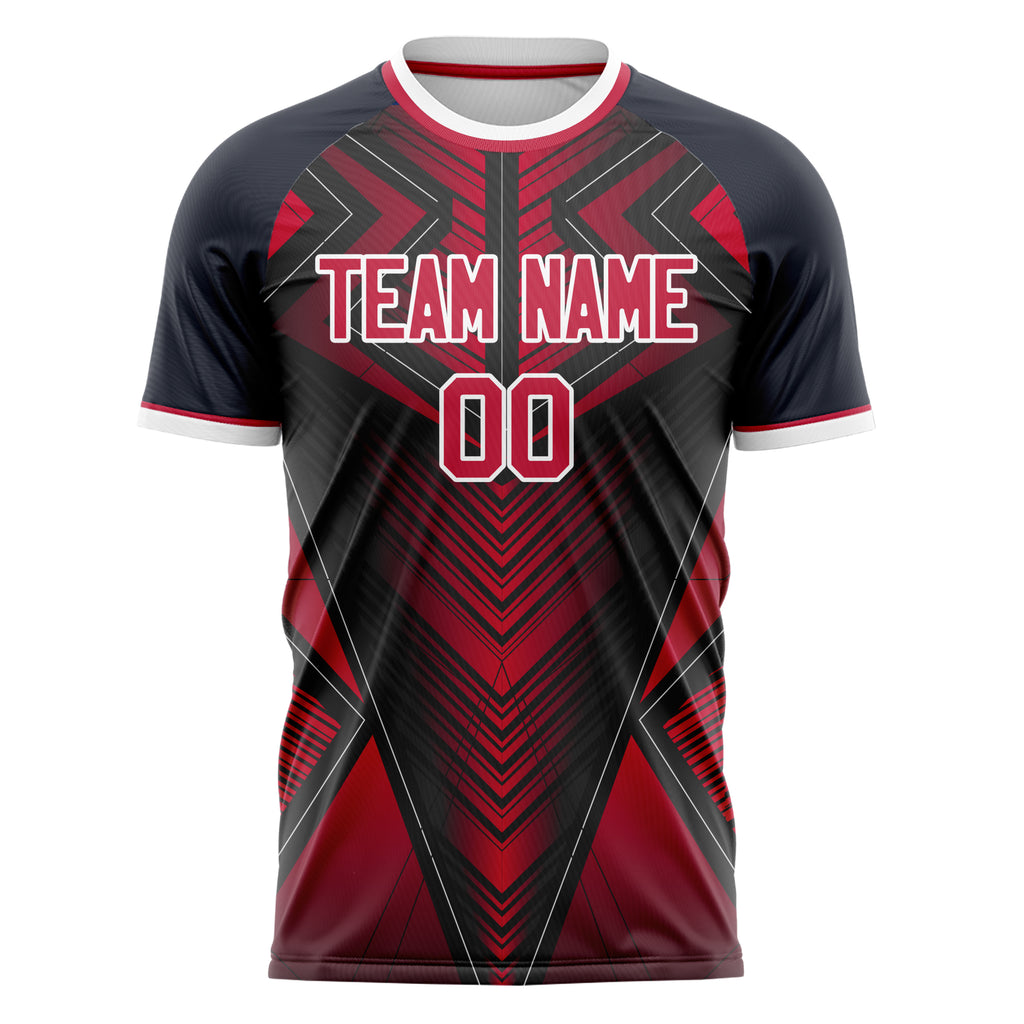 Personalized Black & Red Pattern Soccer Jersey