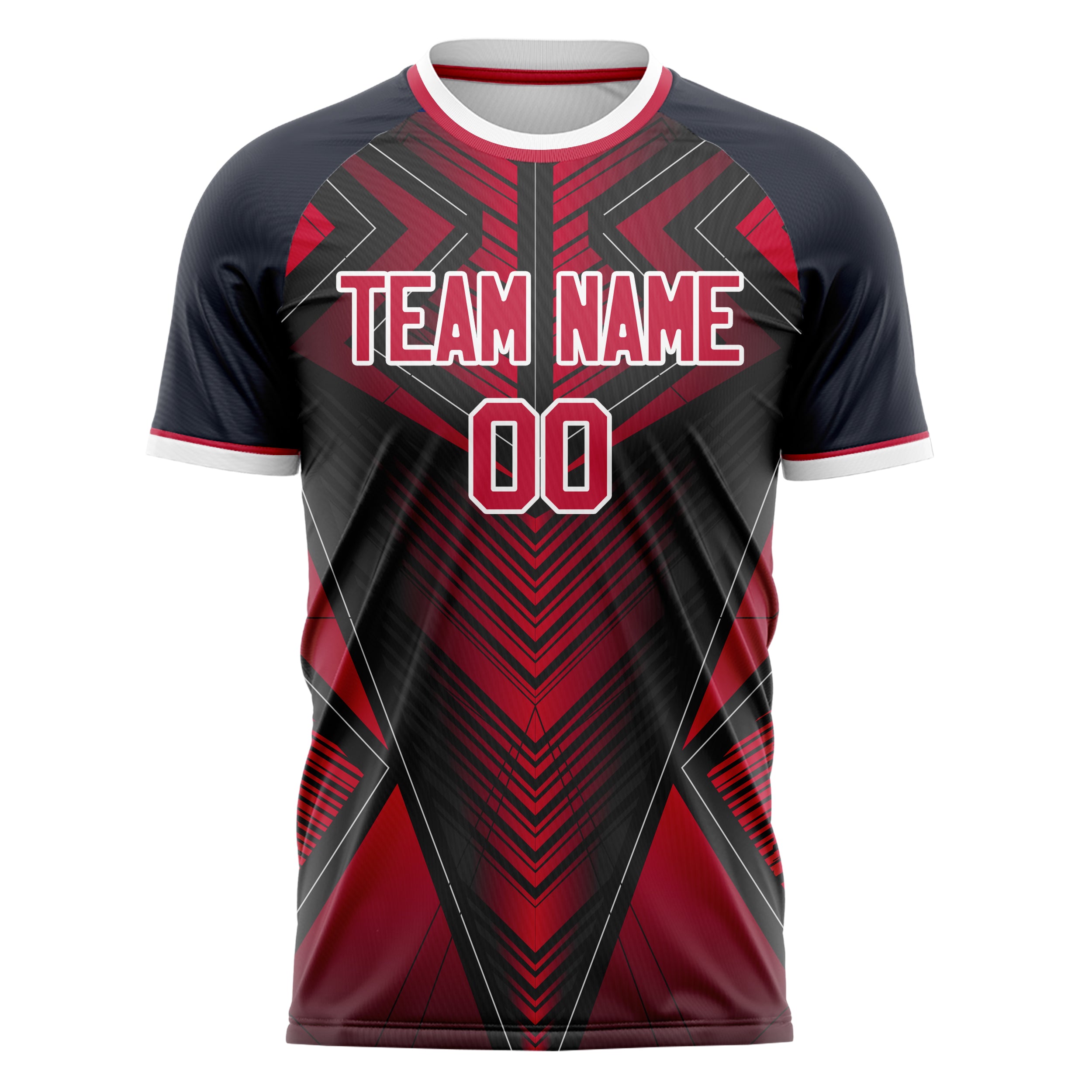Personalized Black & Red Pattern Soccer Jersey