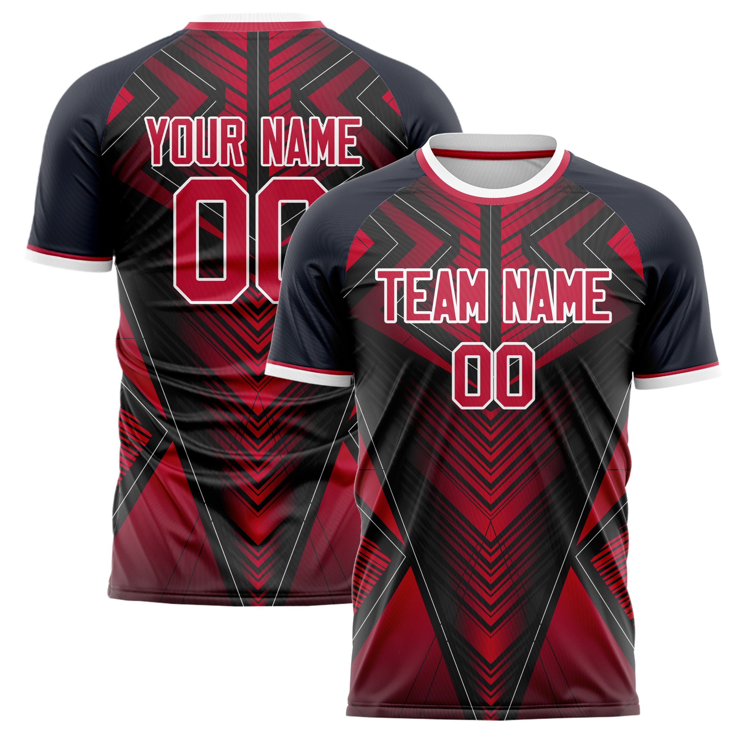 Personalized Black & Red Pattern Soccer Jersey