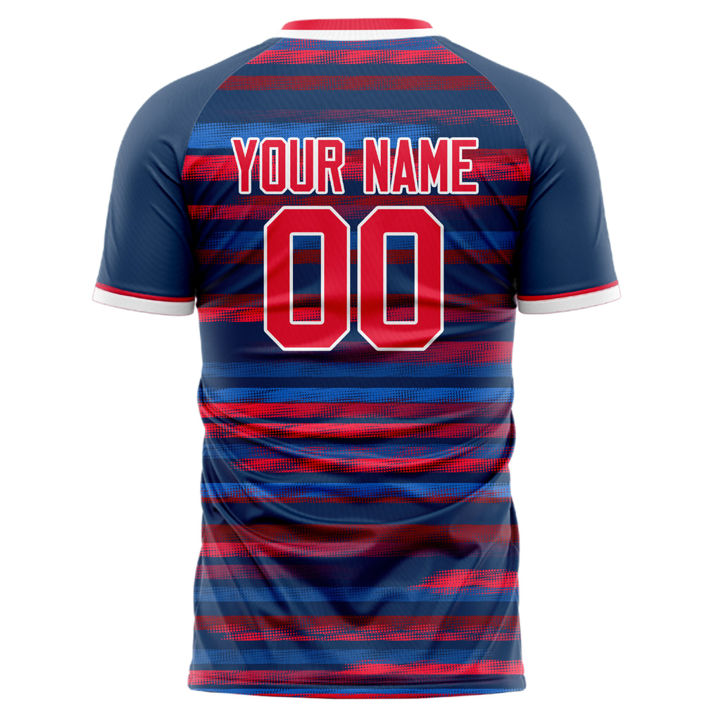 Personalized Navy & Red Pattern Soccer Jersey