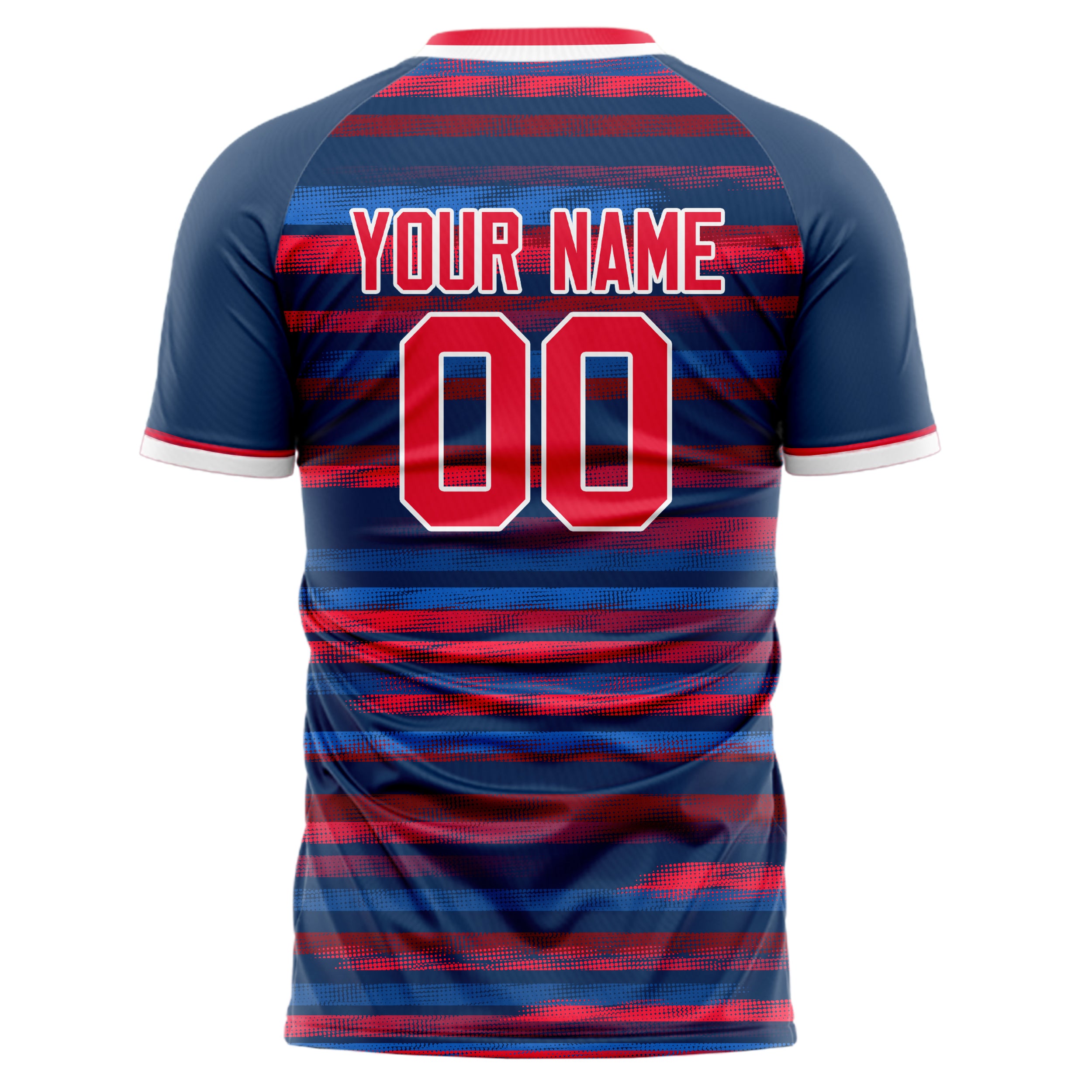 Personalized Navy & Red Pattern Soccer Jersey