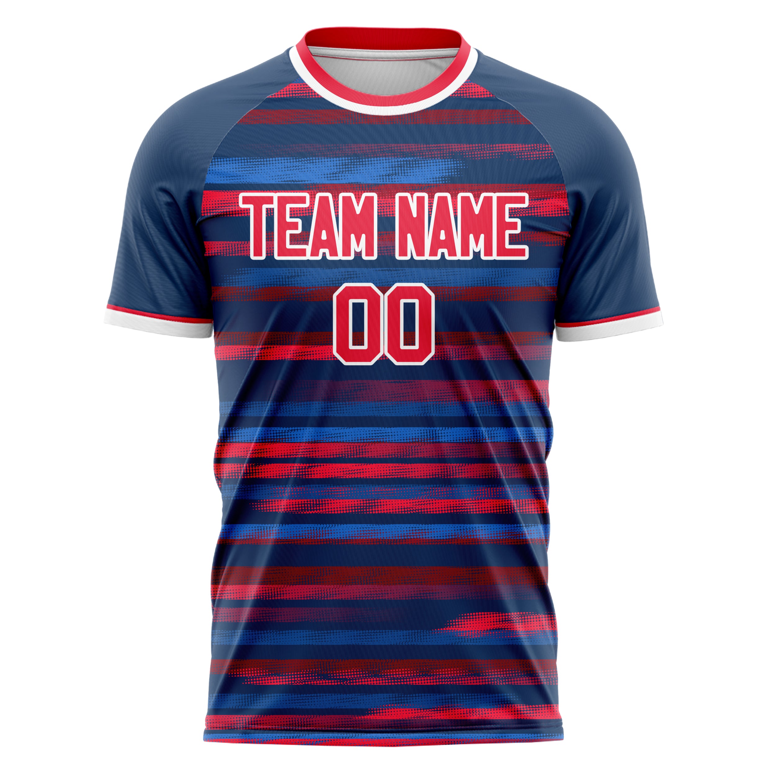 Personalized Navy & Red Pattern Soccer Jersey
